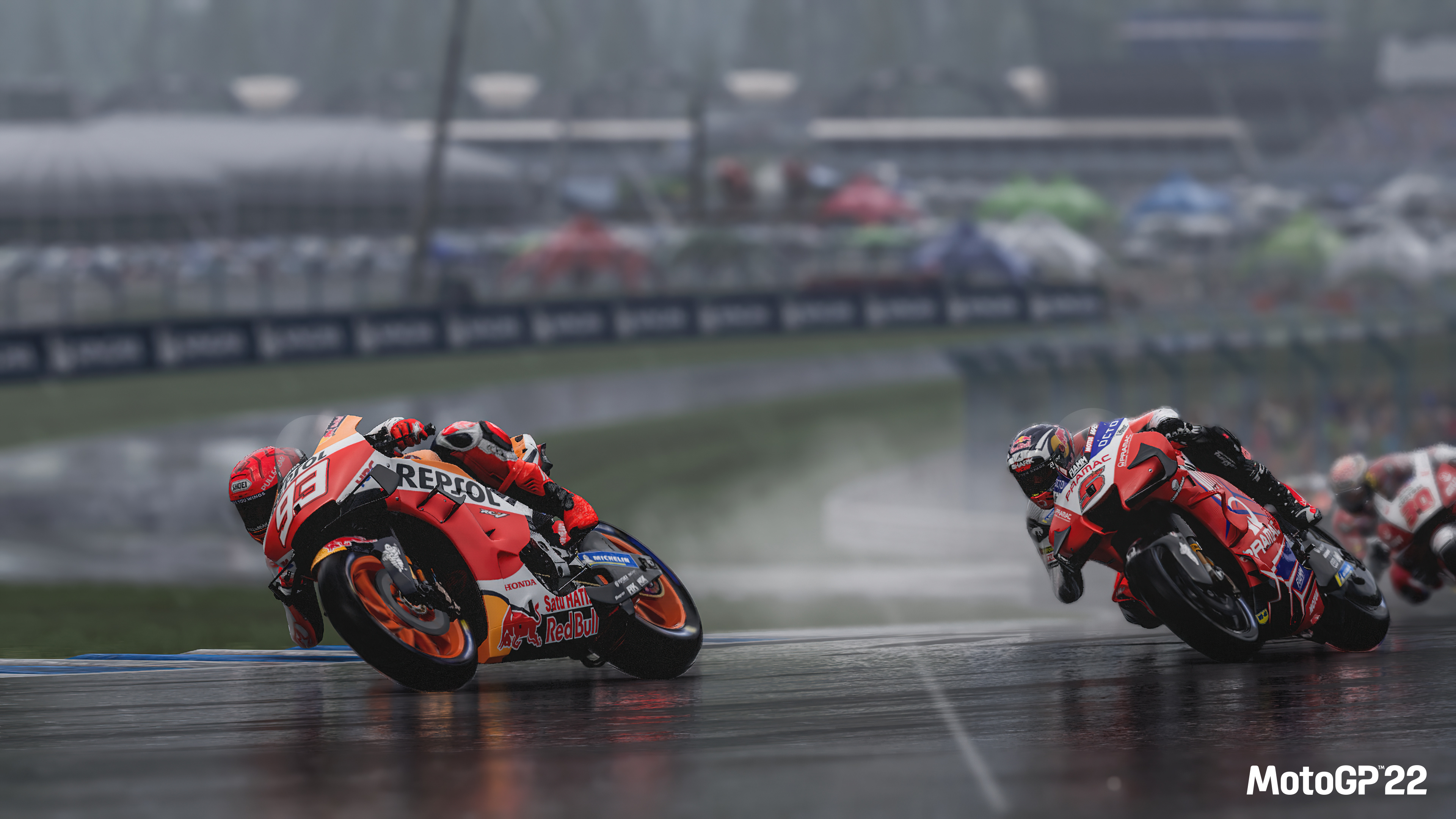 Marc Marquez Repsol Honda, Pramac Racing Ducati, MotoGP 22 video game, 4K Desktop wallpaper