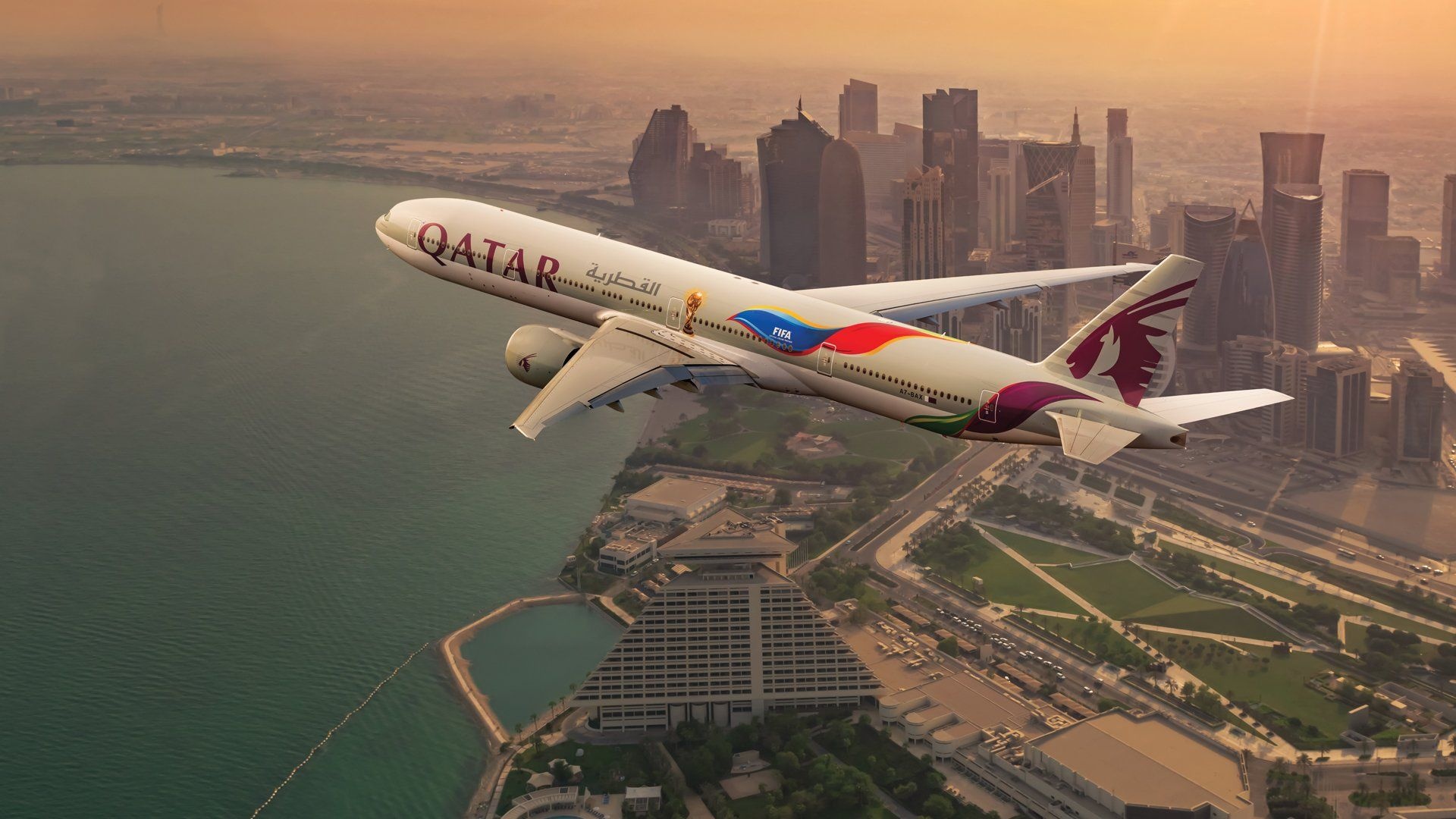Qatar Airways, Travels, Top free backgrounds, 1920x1080 Full HD Desktop