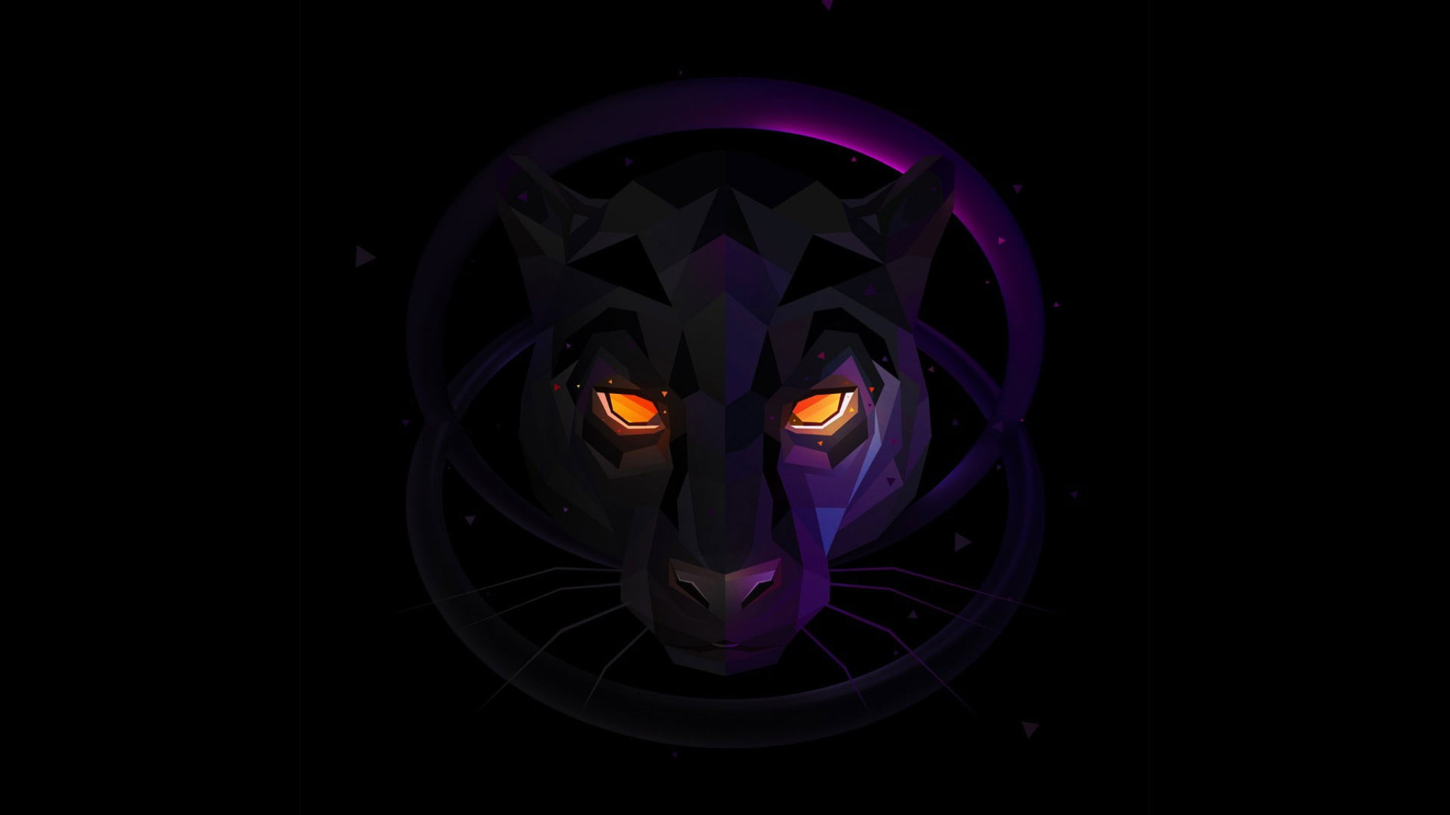 Digital art masterpiece, Low poly beauty, Purple panther, Dynamic wallpaper, 2050x1160 HD Desktop