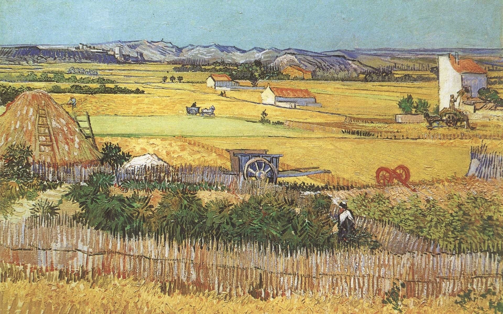 Harvest at La Crau, Vincent van Gogh Wallpaper, 1920x1200 HD Desktop