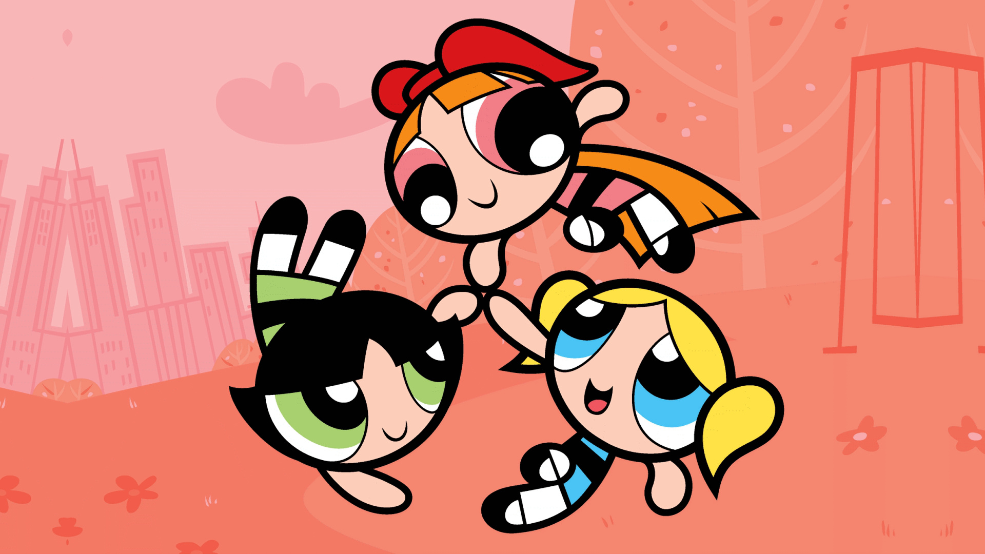 Blossom, Bubbles, Buttercup, Townsville park setting, Full HD Desktop wallpaper