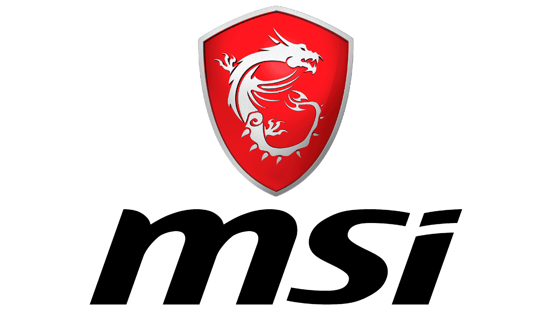 MSI Gaming dragon shield, black MSI wordmark, plain white background, Full HD Desktop wallpaper