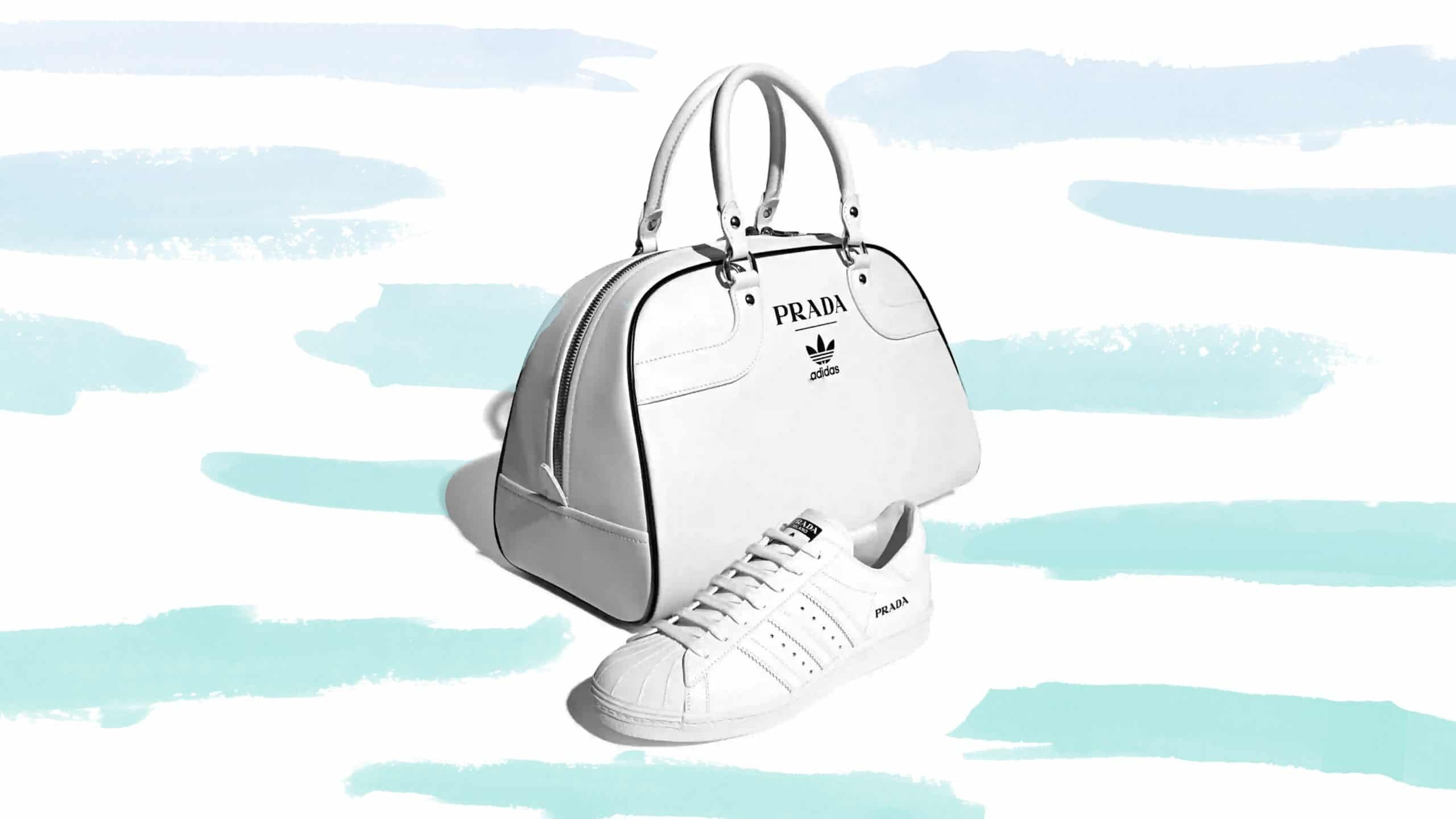 Prada x Adidas, Bag and sneaker bundle, Collaborative fashion, Stylish gadget, 2560x1440 HD Desktop