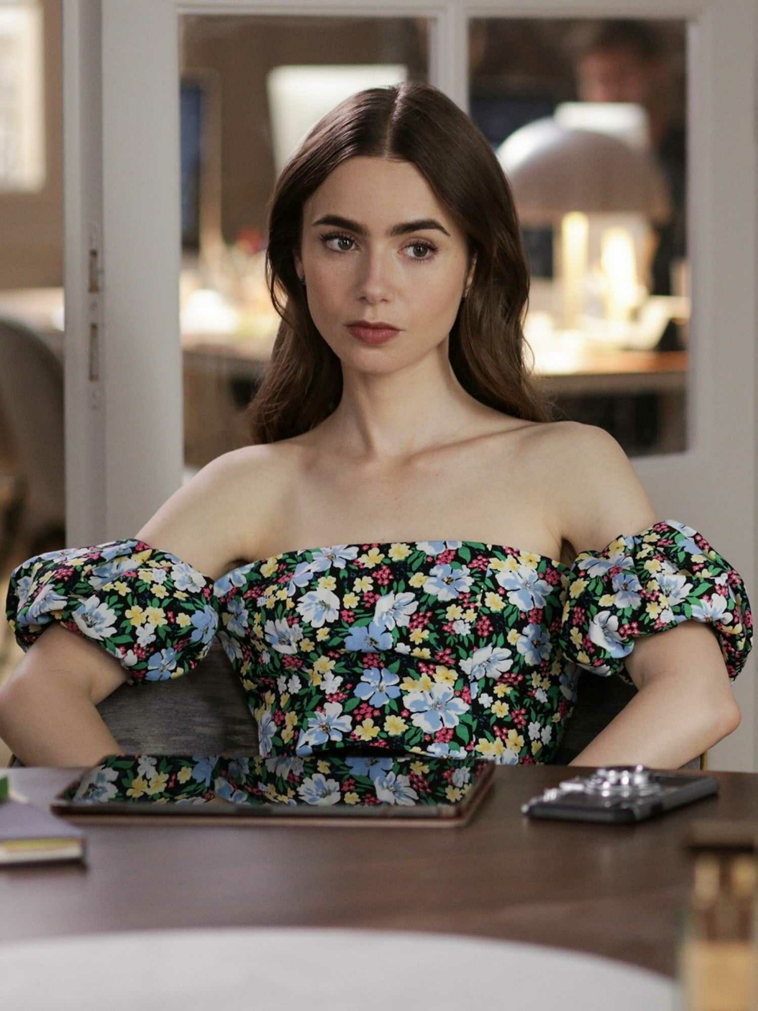 Lily Collins, Emily in Paris, Wallpaper, Stunning Look, 1500x2000 HD Phone