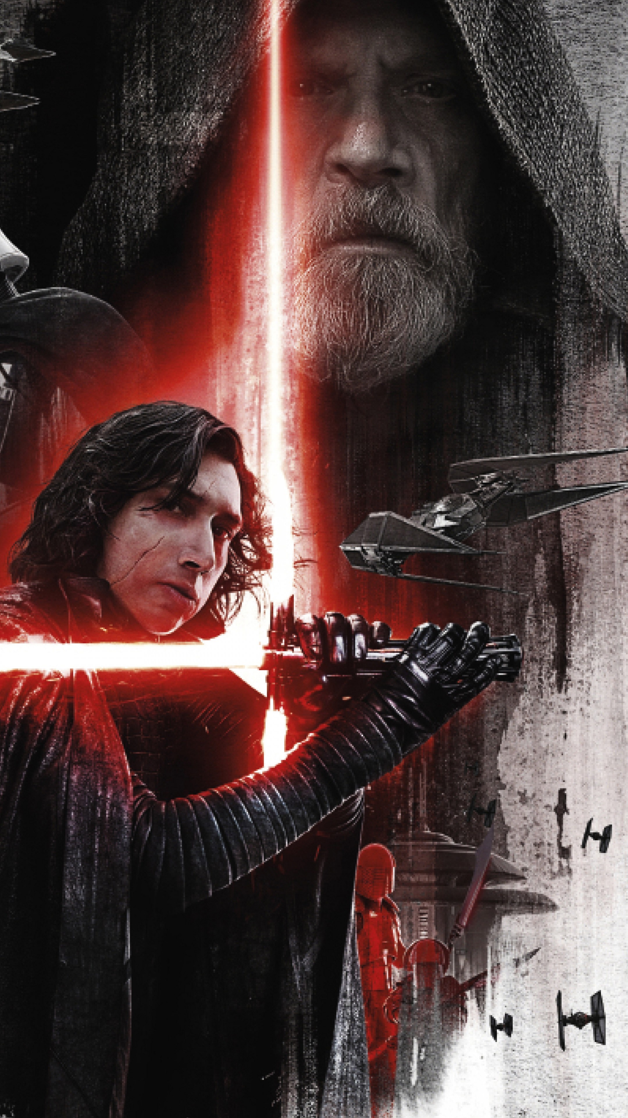 The Last Jedi, Adam Driver, Mark Hamill, Movie poster, 2160x3840 4K Phone