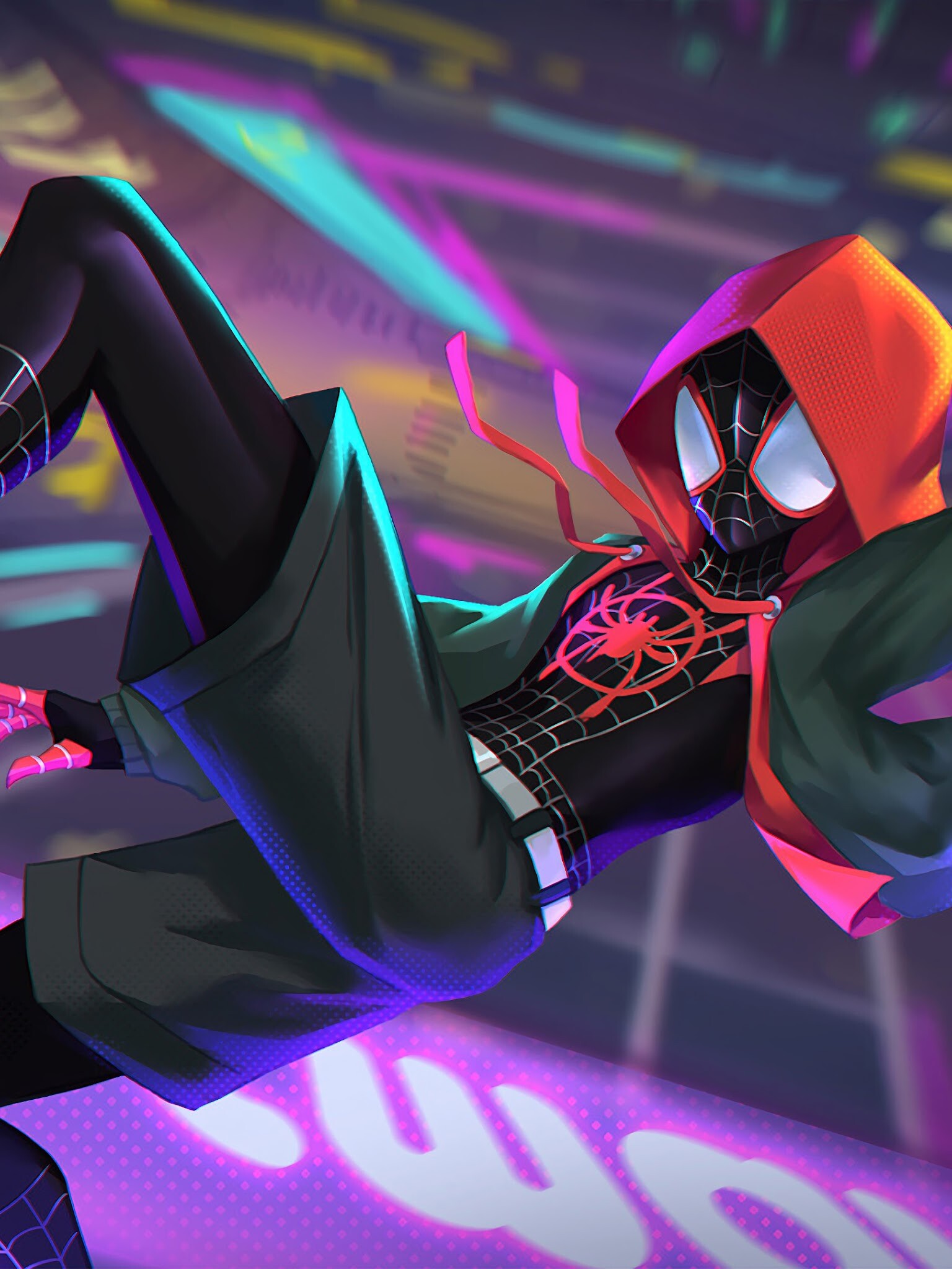 Spider-Verse animation, Miles Morales, Spider-Man, Wallpaper, 1540x2050 HD Phone