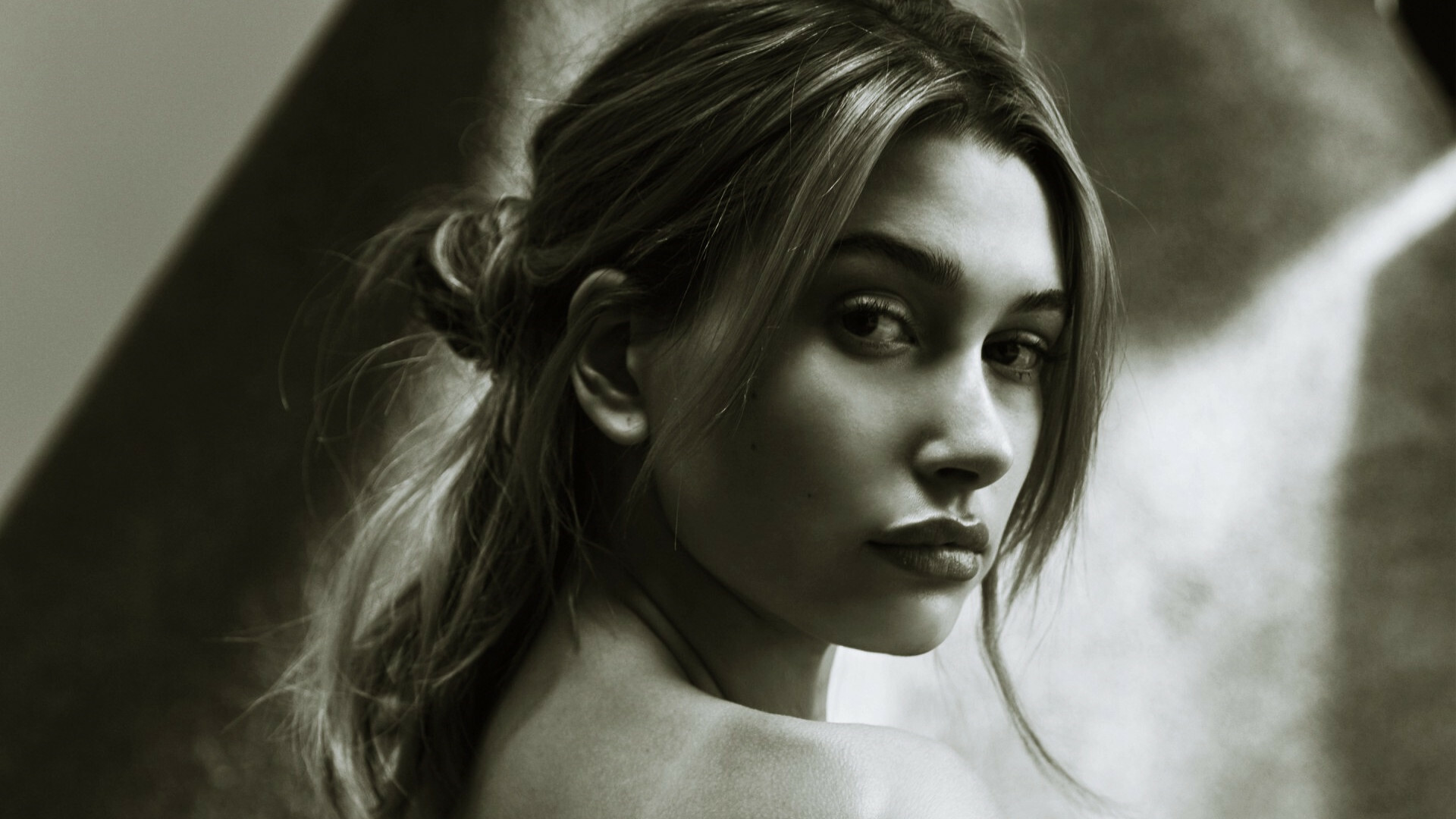 Hailey Bieber, Retro wallpaper, Classy look, Timeless beauty, 1920x1080 Full HD Desktop