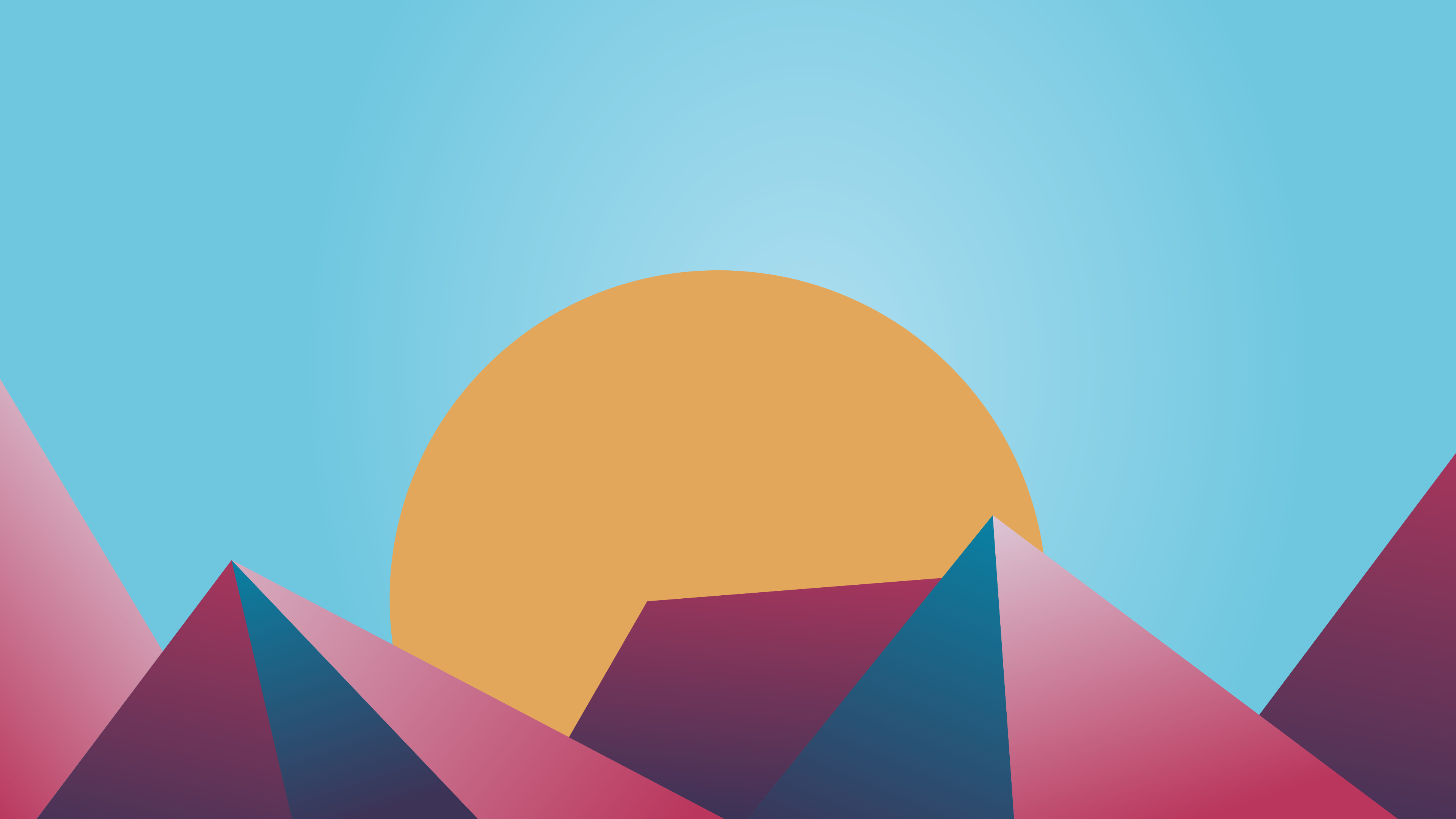 Digital Art, Sun, Mountains, Minimalism, Clear Sky, 3840x2160 4K Desktop