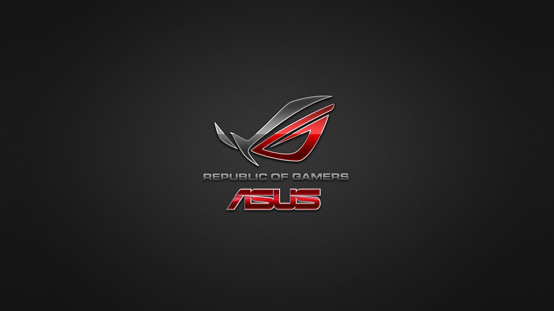 Republic of Gamers logo, REPUBLIC OF GAMERS ASUS, black textured surface, Full HD Desktop wallpaper