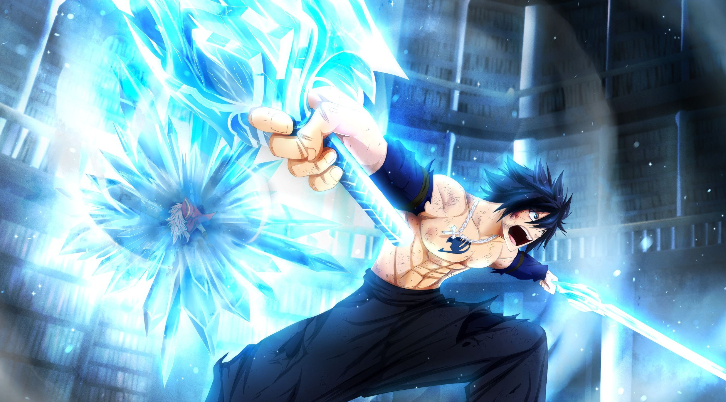 Gray Fullbuster, Anime character, Ice magic, Powerful warrior, 2950x1640 HD Desktop