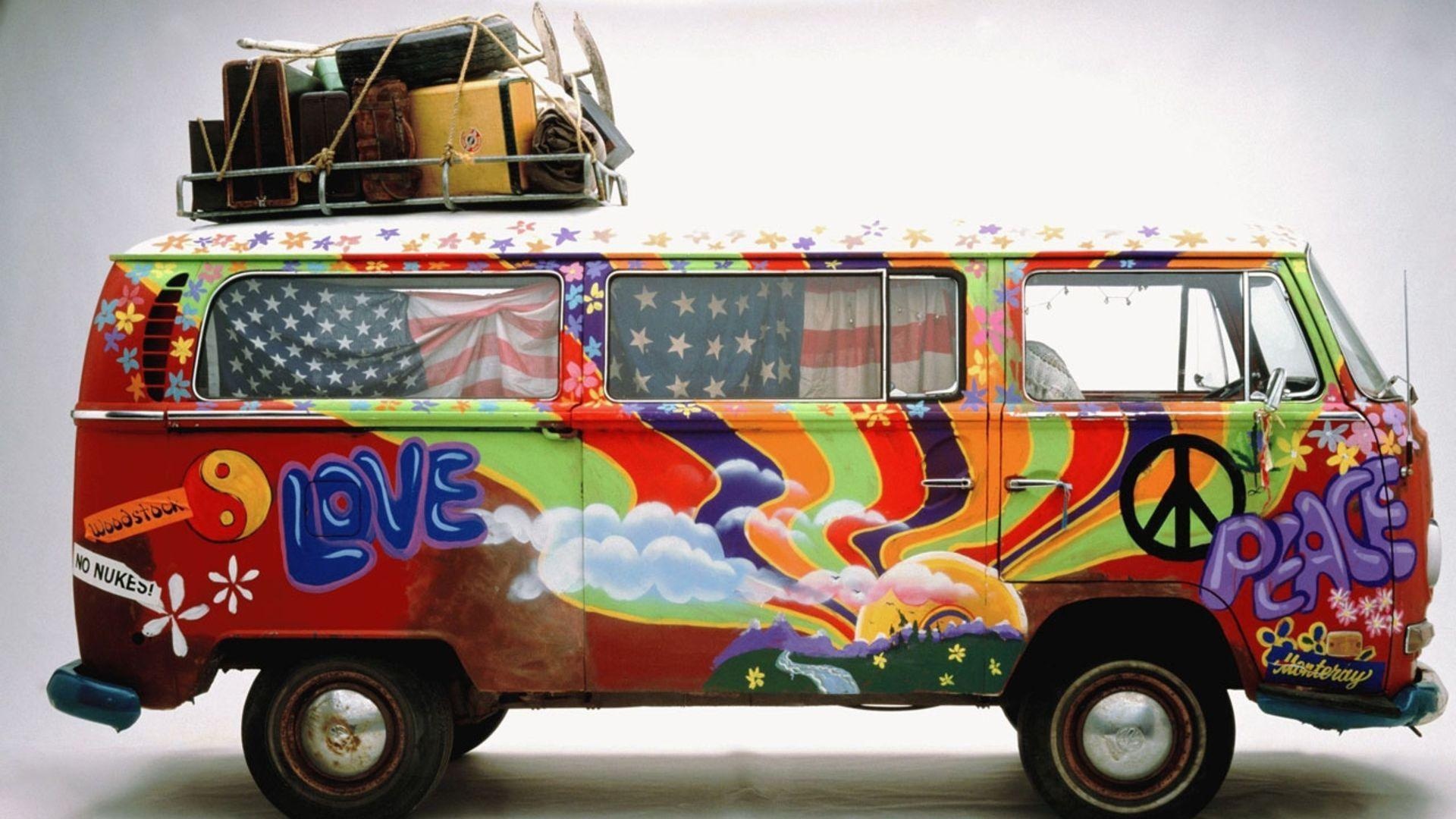 Hippie, Volkswagen T1, Hippie lifestyle, Retro vibes, 1920x1080 Full HD Desktop