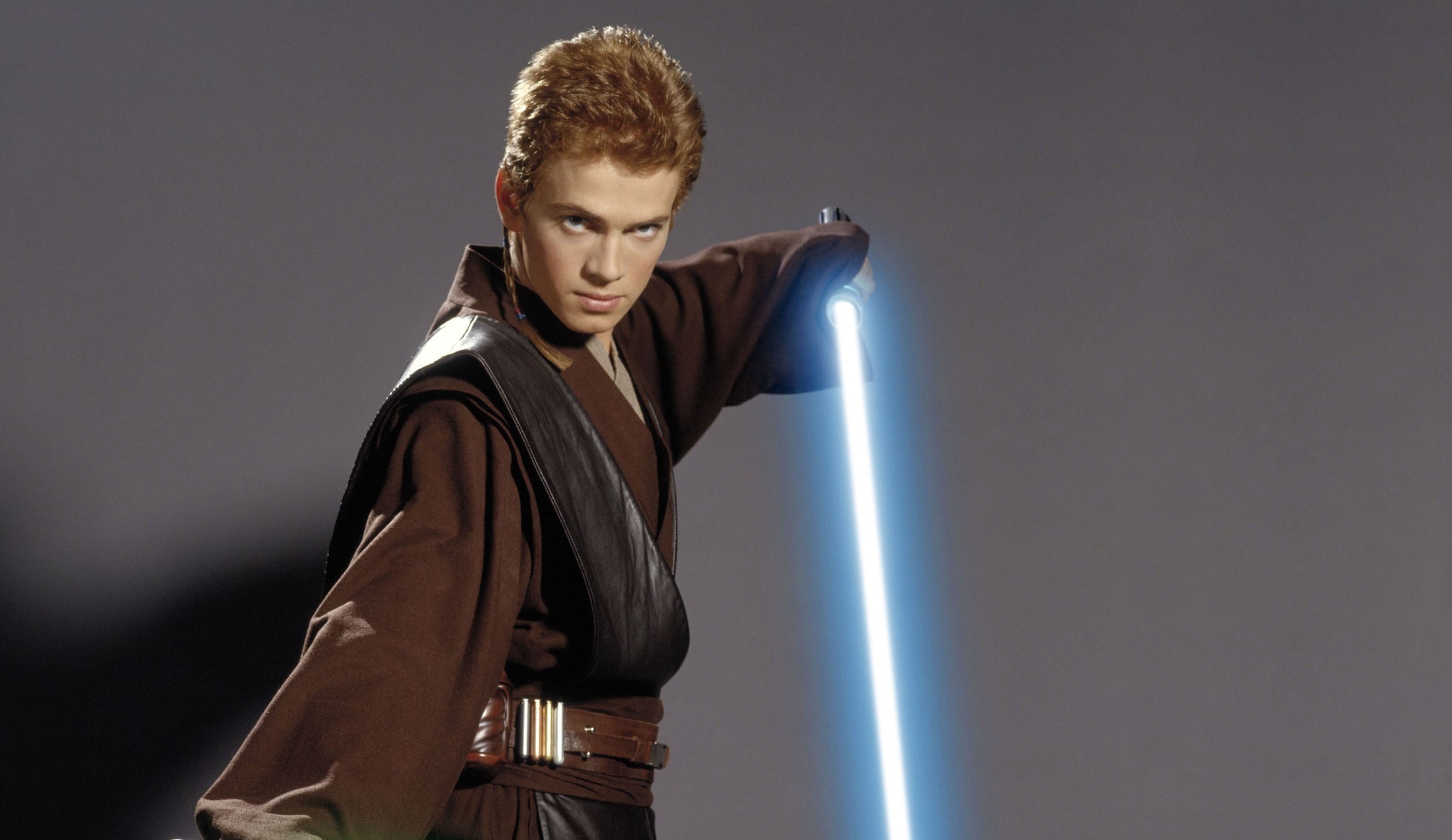 Anakin Skywalker, Hayden Christensen, Glowing blue lightsaber, HD Desktop wallpaper