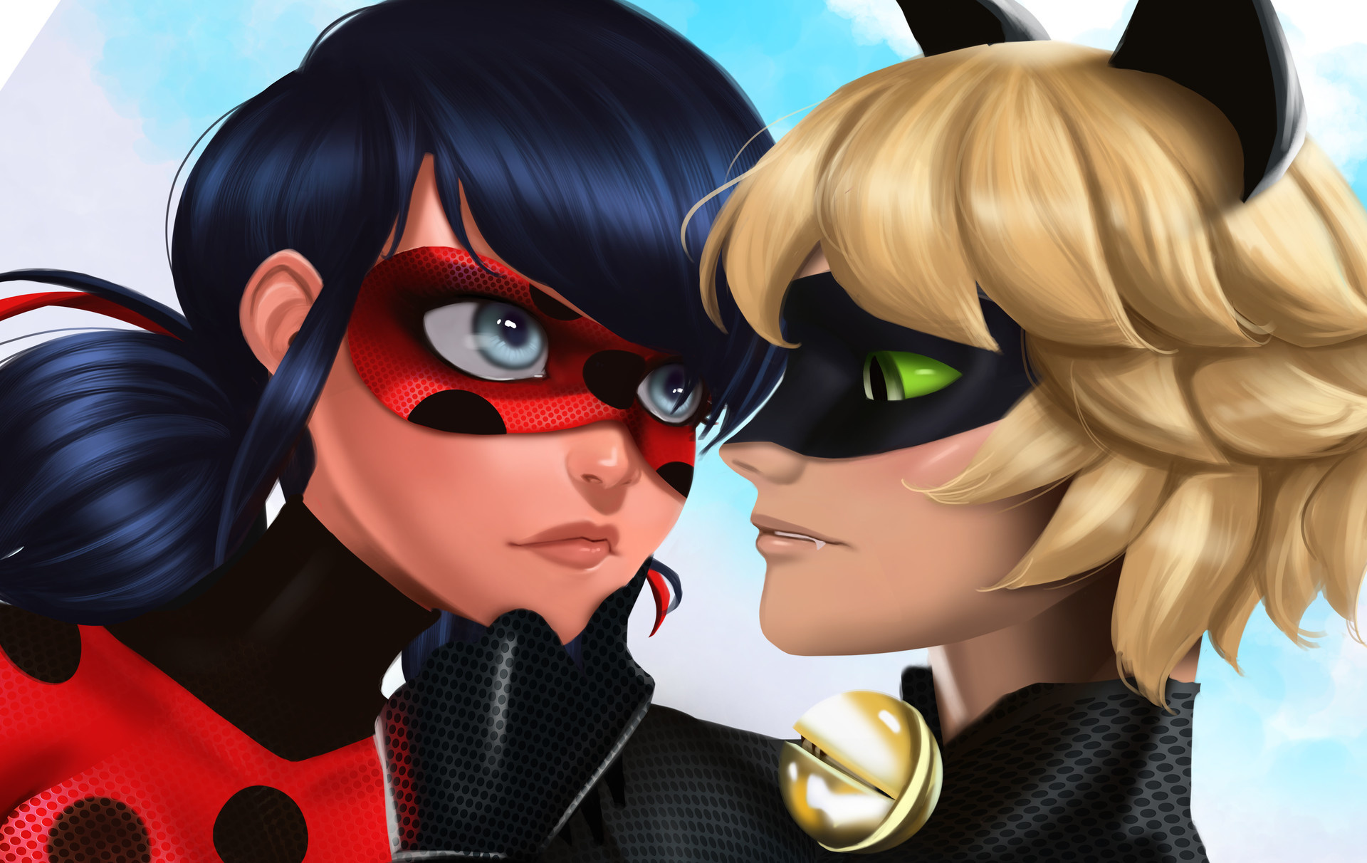 Ladybug and Cat Noir, Artstation artwork, Digital illustrations, Fan creations, 1920x1220 HD Desktop