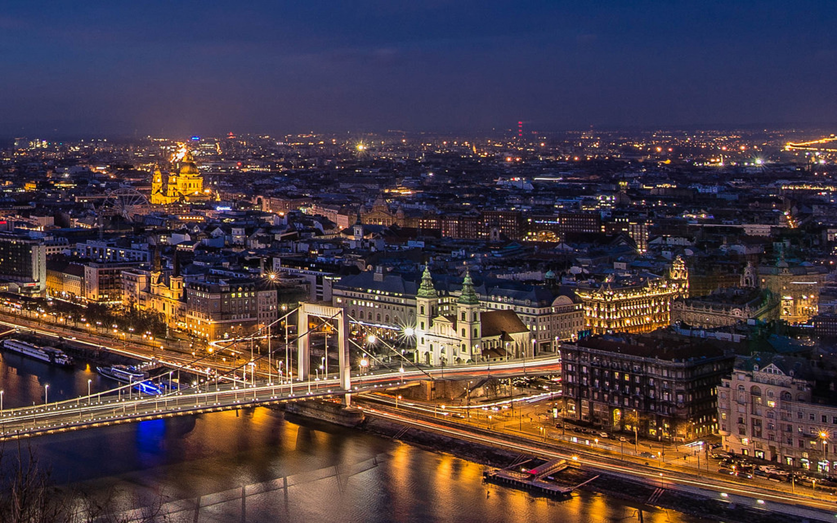 Budapest night time, Desktop wallpaper, HD image, Free download, 2880x1800 HD Desktop