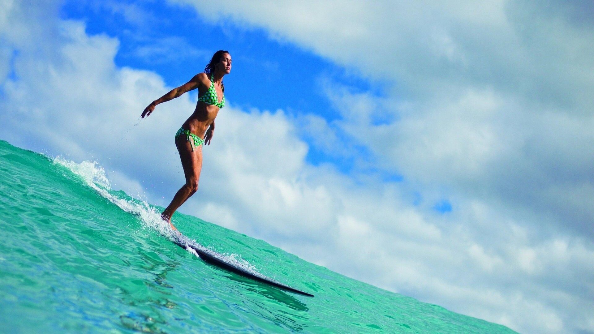 Girl Surfing, Beach Backgrounds, 1920x1080 Full HD Desktop