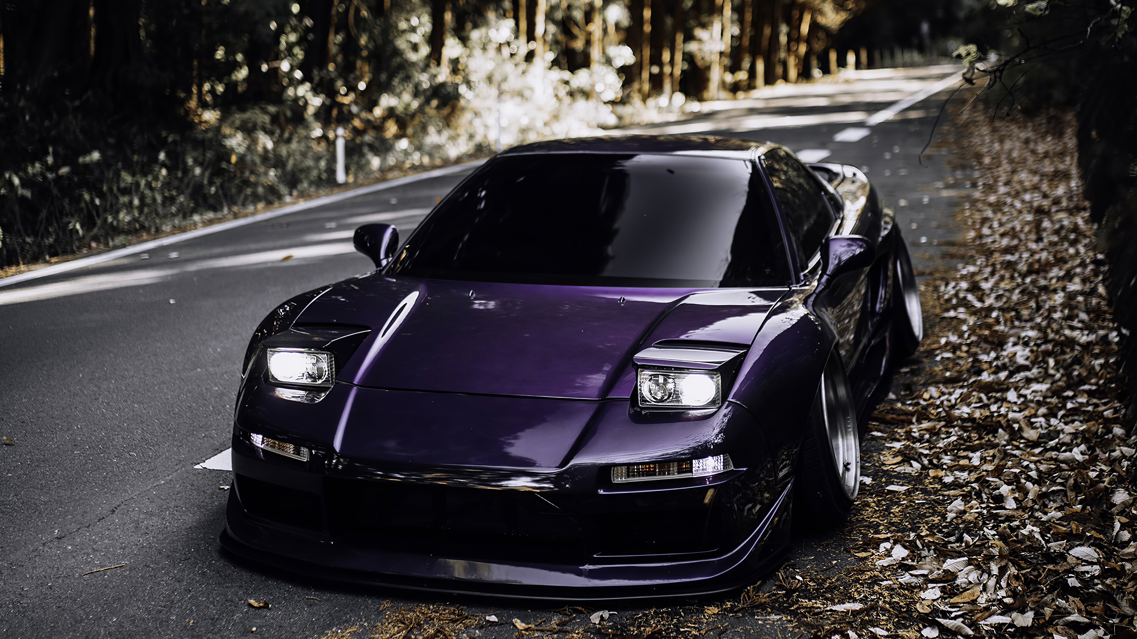 Honda NSX NA1, Pop-up headlights, Mountain forest road, 4K Desktop wallpaper