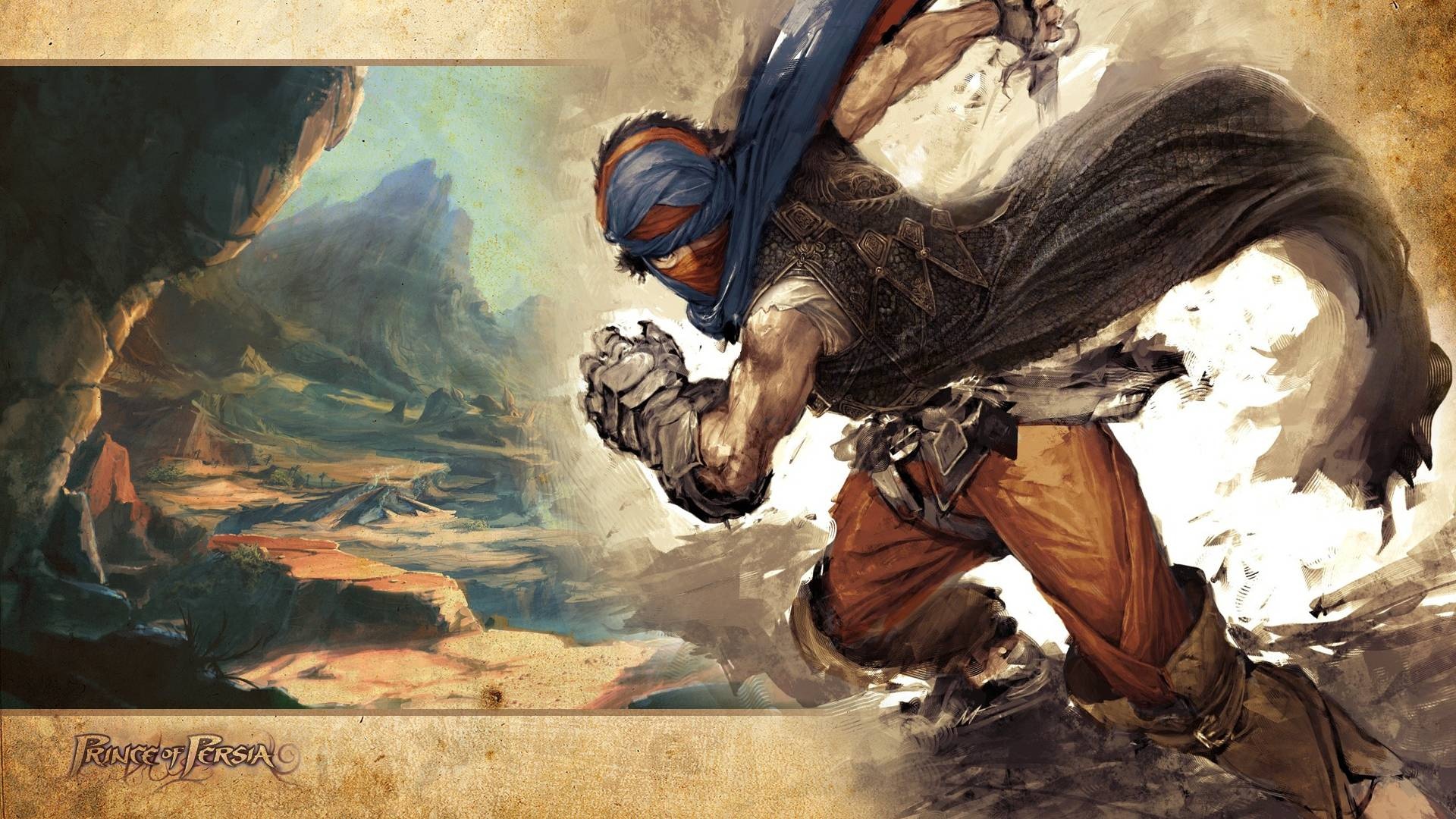 Prince of Persia 2008 protagonist, Prince of Persia logo, Desert canyon concept art, Full HD Desktop wallpaper
