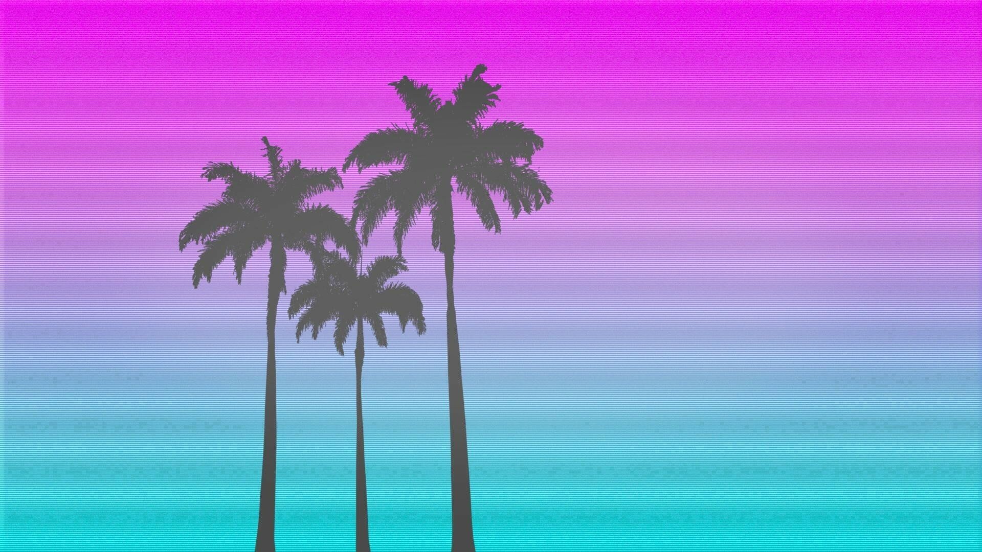 Retro palm trees, Vintage vibes, Wallpaper nostalgia, Tropical getaway, 1920x1080 Full HD Desktop