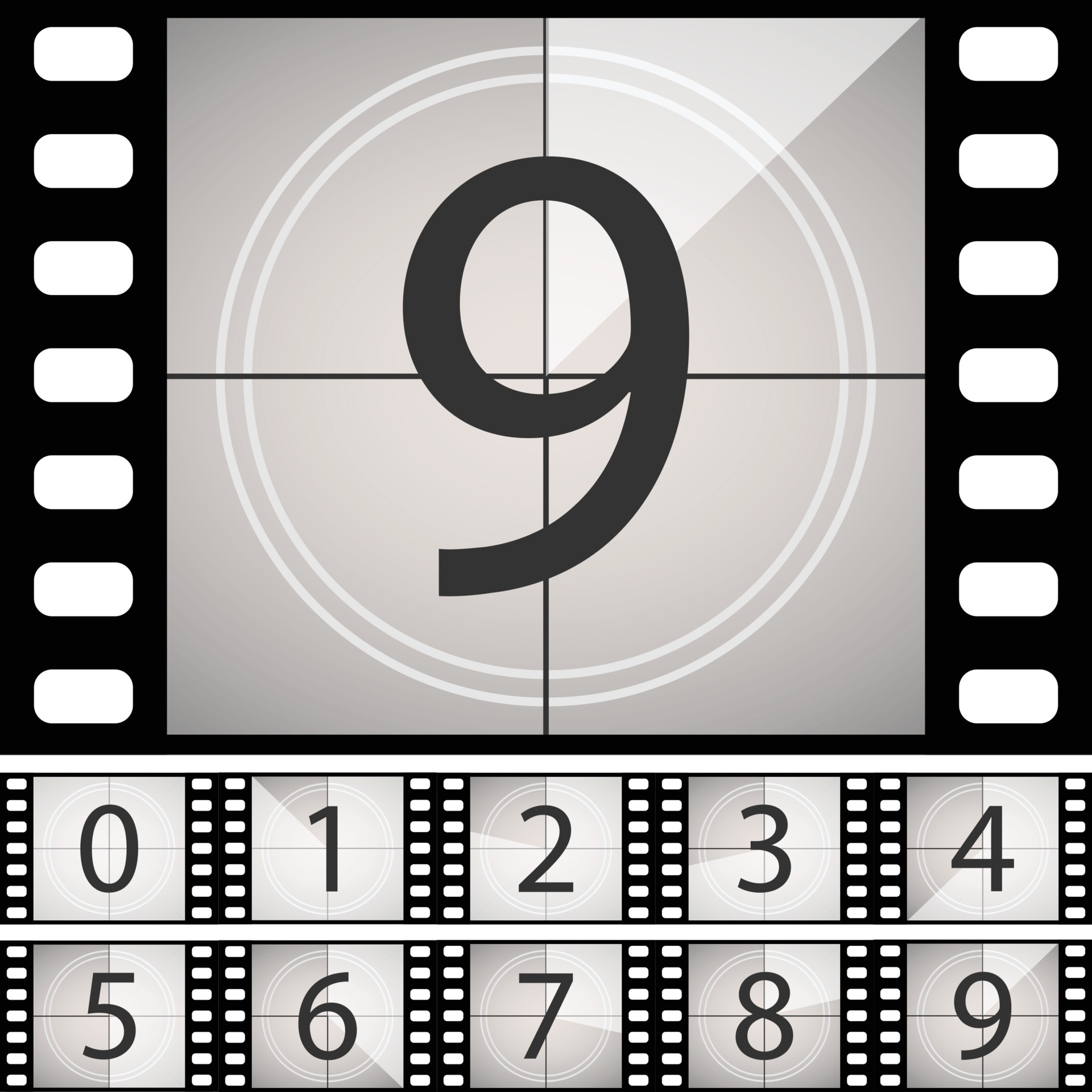 Old film movie countdown, Vintage retro cinema timer, Vector art, Movies, 1920x1920 HD Phone