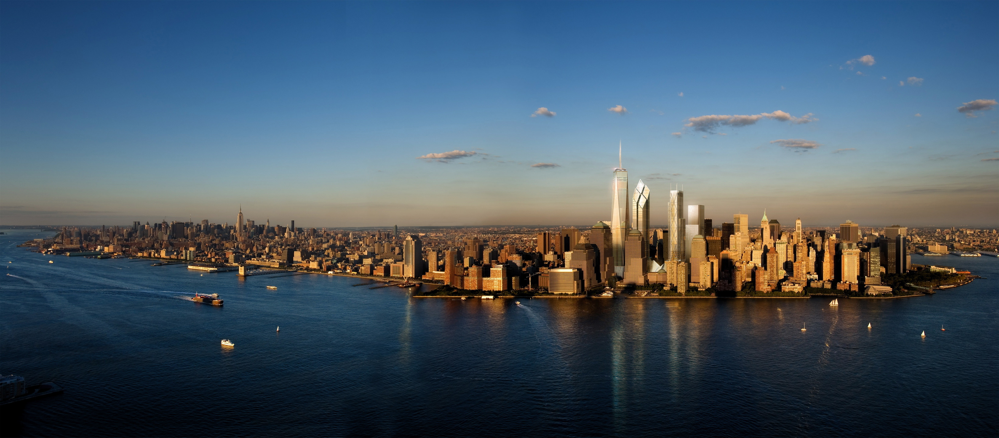 Travels, Skyline, Dual monitor, New York, 3290x1440 Dual Screen Desktop