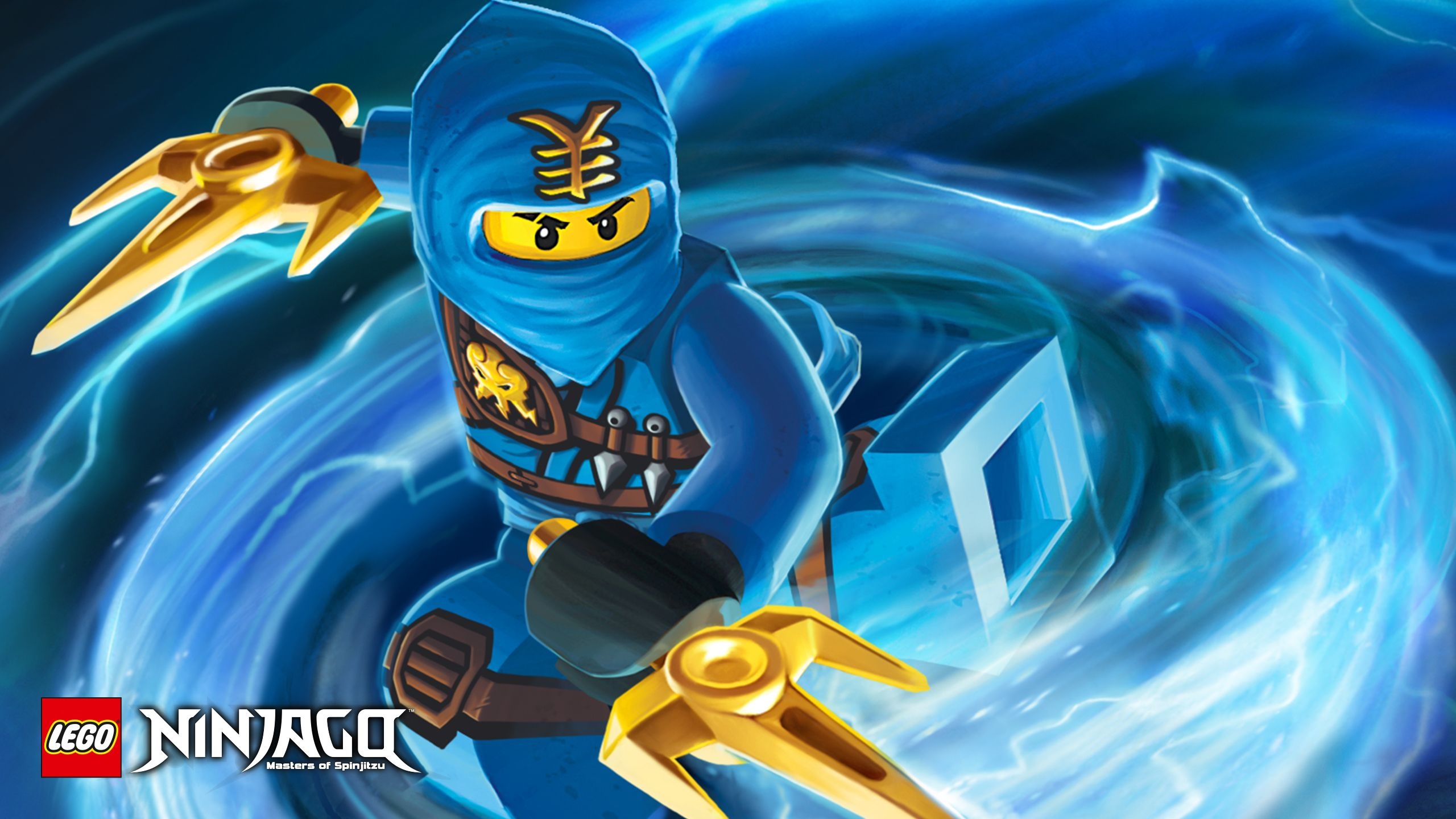 Jay the lightning ninja, Golden throwing blades, Ninjago: Masters of Spinjitzu logo, HD Desktop wallpaper