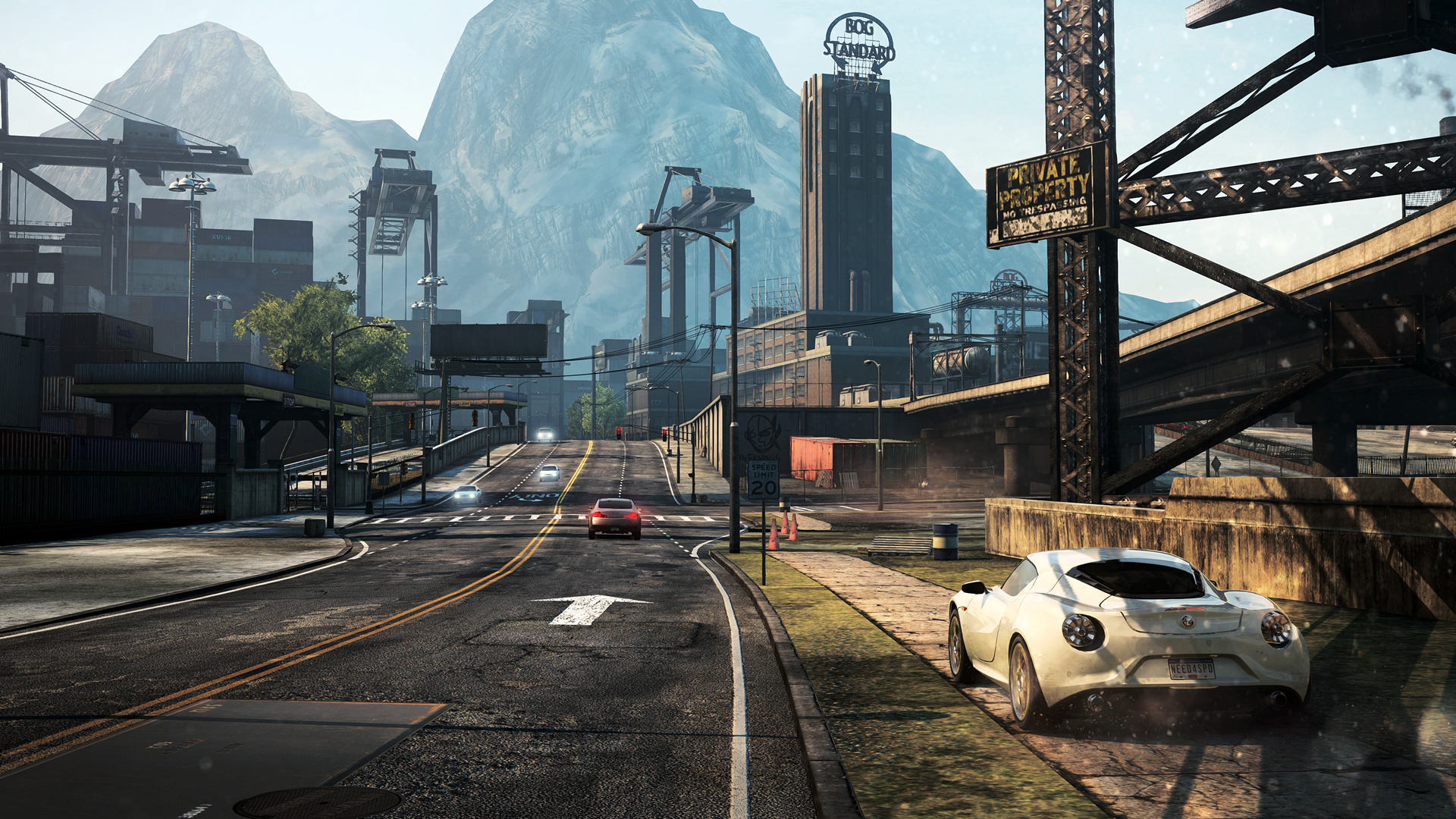 Alfa Romeo 4C Concept, Fairhaven City, BOG STANDARD tower, Full HD Desktop wallpaper