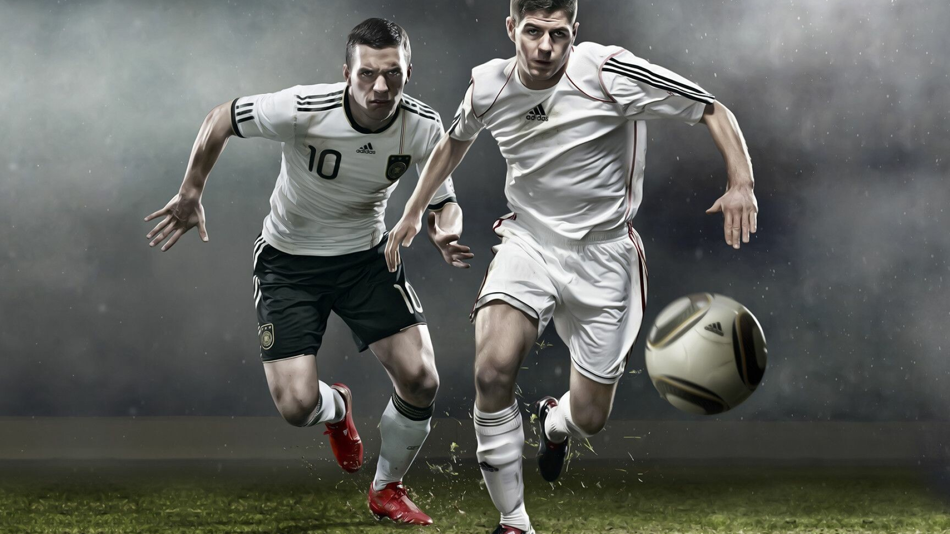 Steven Gerrard and Lukas Podolski, Soccer Wallpaper, 1920x1080 Full HD Desktop