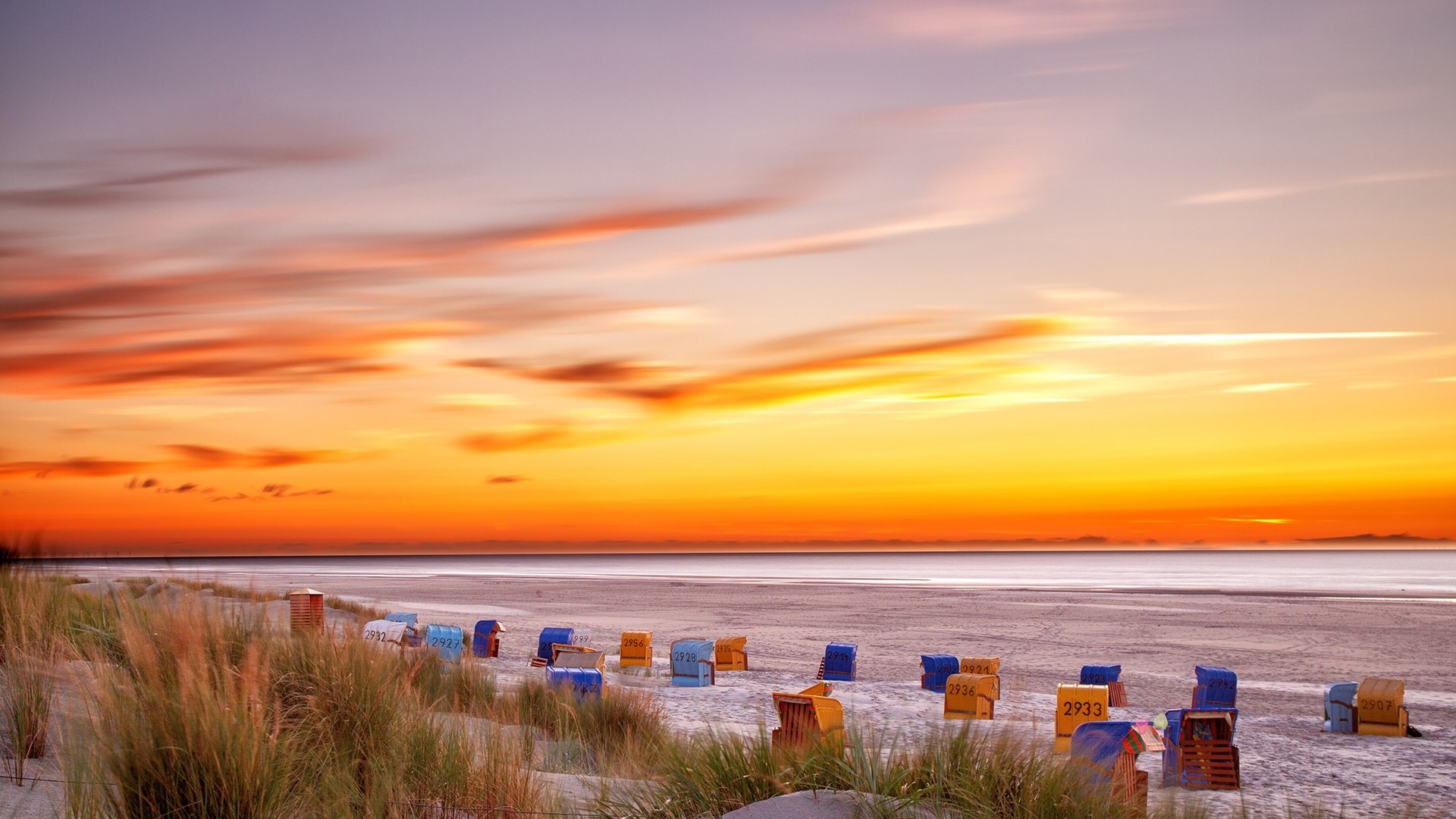 Beach sunset at Juist Island, North Sea views, 1920x1080 Full HD Desktop