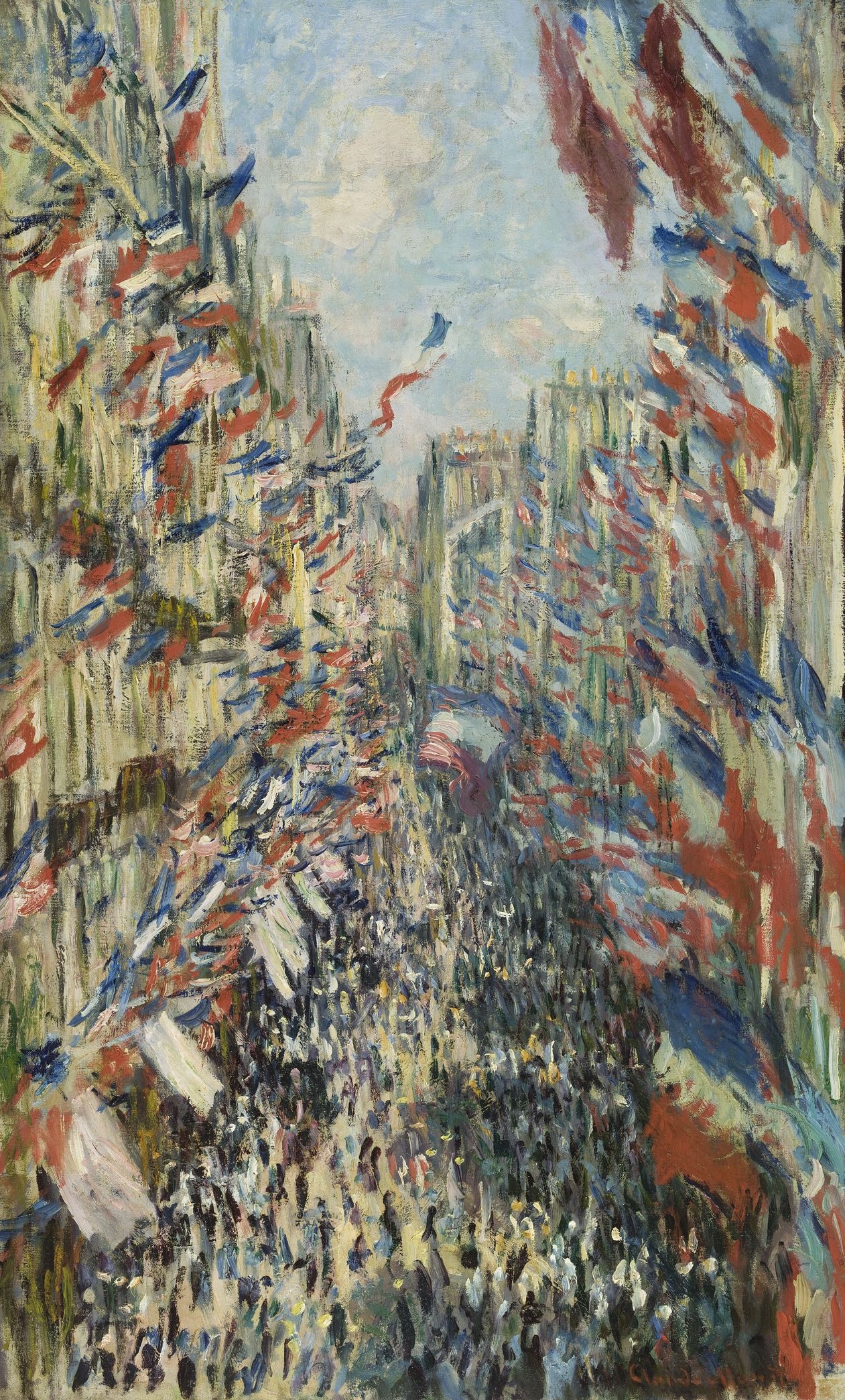 The Rue Montorgueil, French tricolor flags, crowded Parisian street, HD Phone wallpaper
