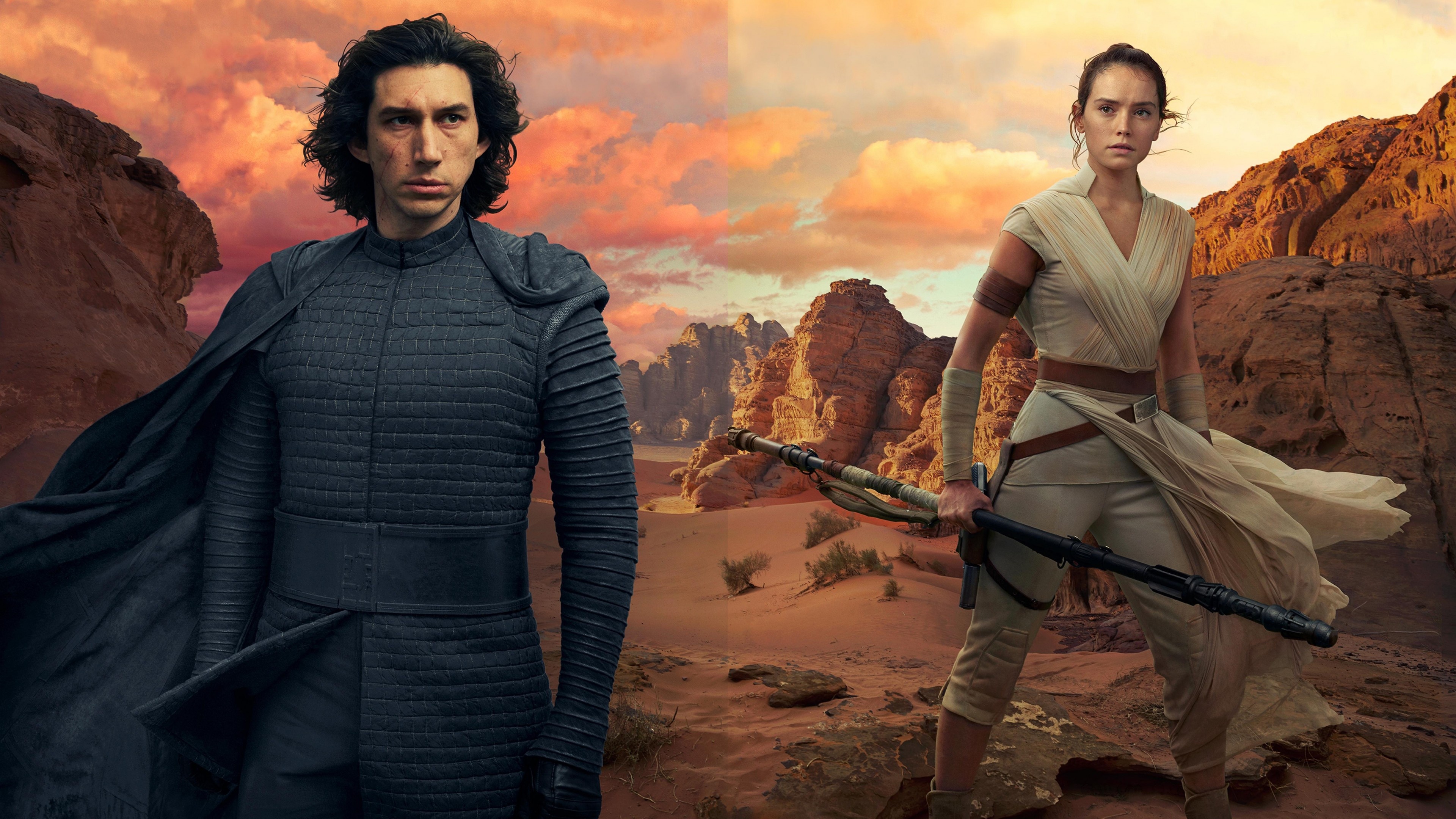 Adam Driver, Star Wars rise of Skywalker, Daisy Ridley, 3840x2160 4K Desktop