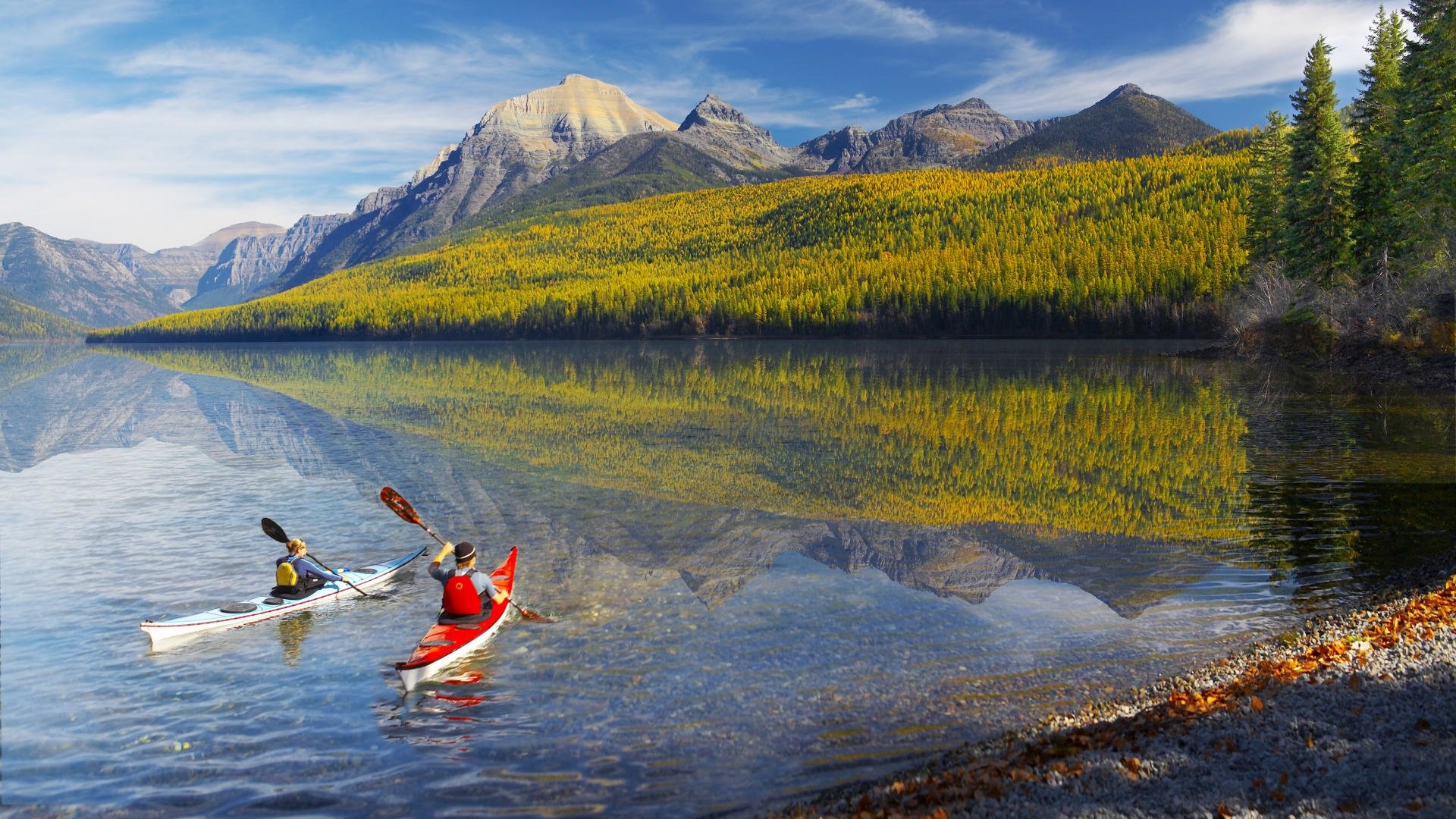 Bowman Lake, Kayaking Wallpaper, 1920x1080 Full HD Desktop