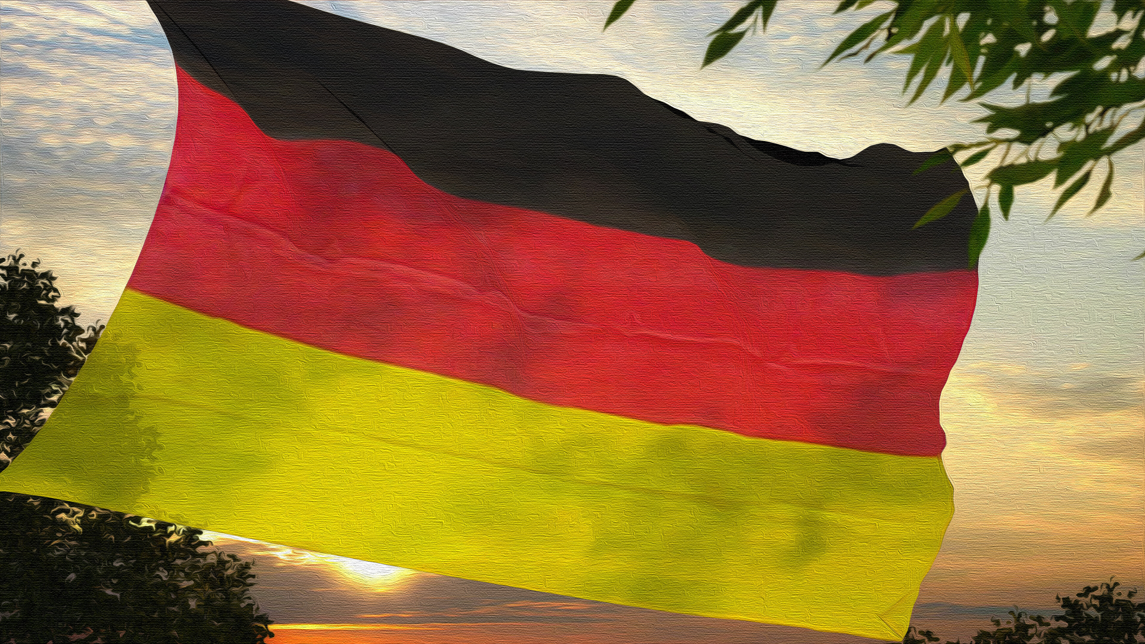 German flag, Oil painting, Artistic expression, Vibrant colors, 3840x2160 4K Desktop