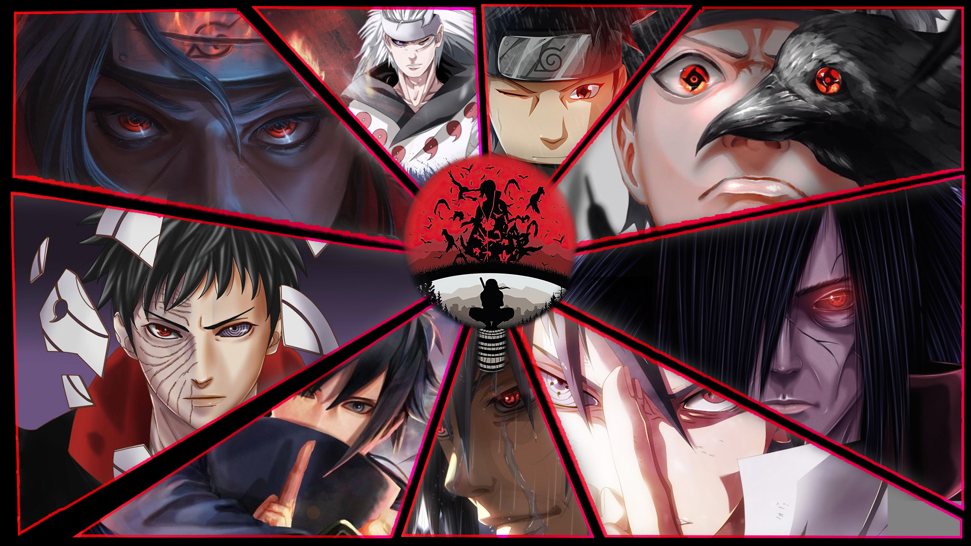 Itachi Uchiha, Madara Uchiha, Obito Uchiha, Sasuke Uchiha, Shisui Uchiha, Full HD Desktop wallpaper