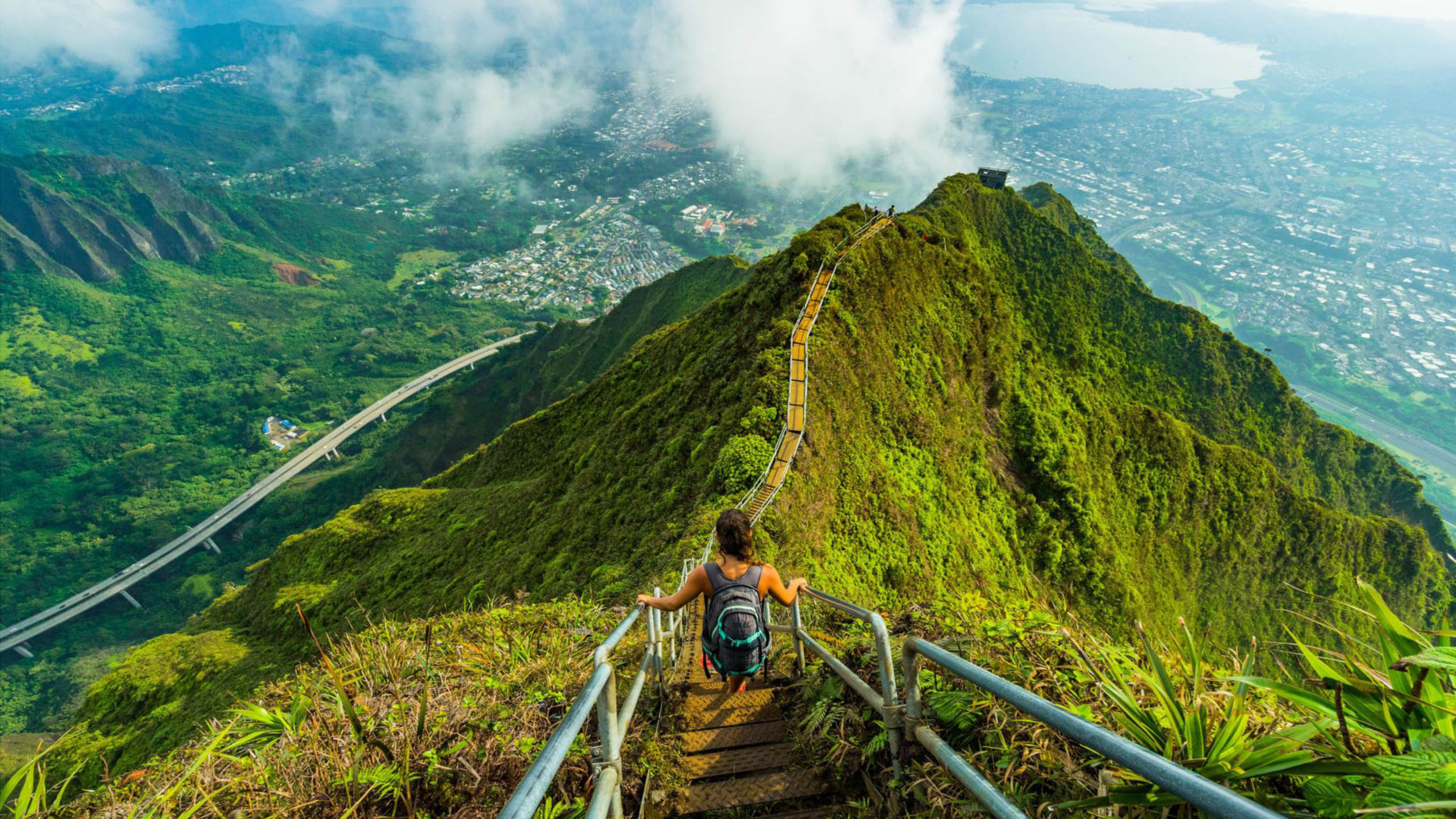 Haiku, Hawaii stairs, Stairway to heaven, KDE store, 1920x1080 Full HD Desktop
