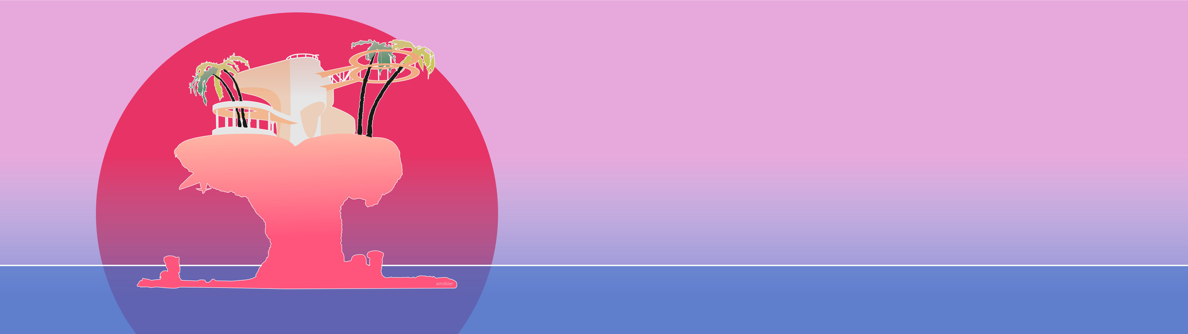 Gorillaz, Plastic Beach album, Immersive wallpaper, Visual storytelling, 3840x1080 Dual Screen Desktop