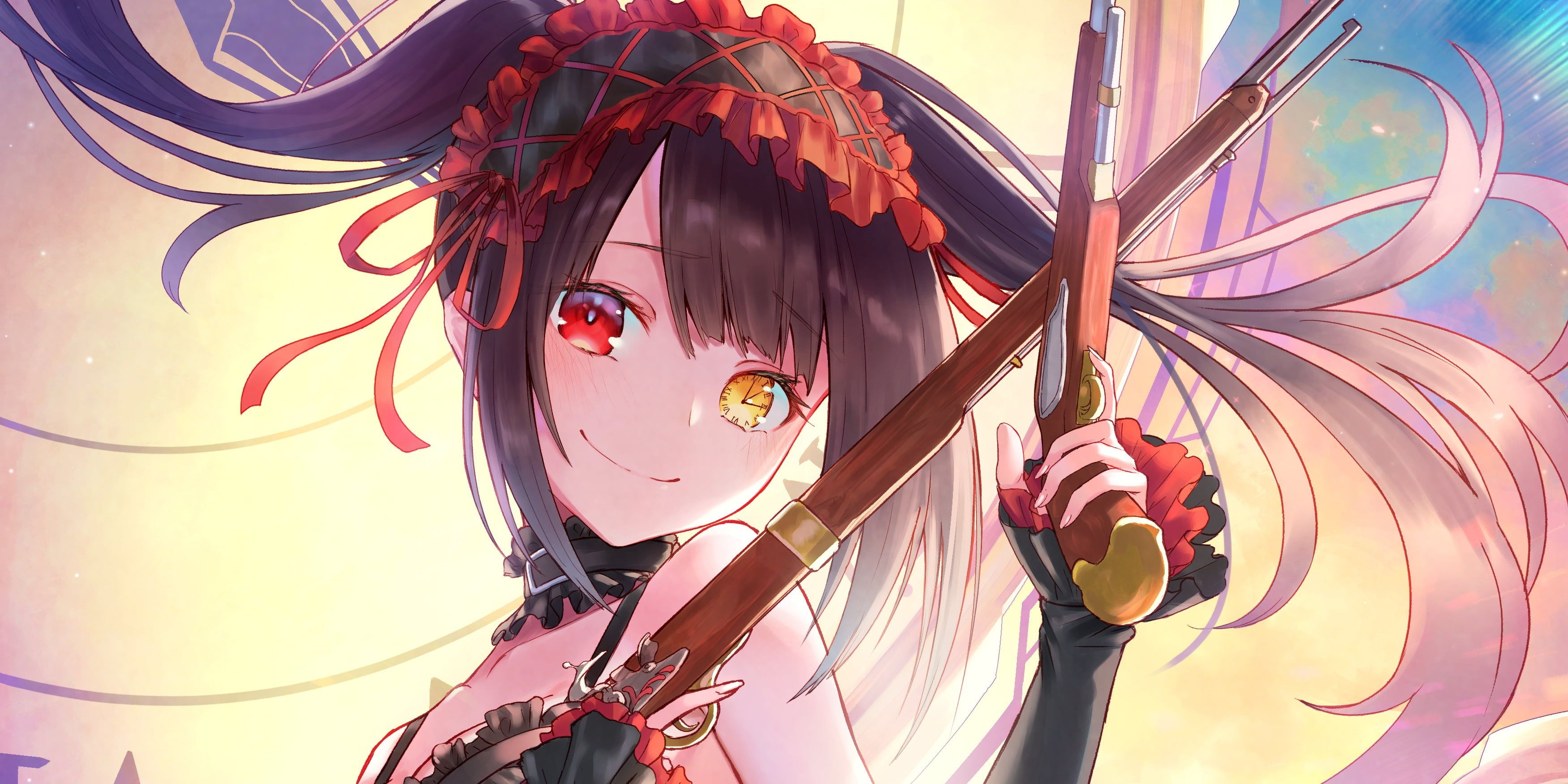 Date A Live, Kurumi Tokisaki, 2K wallpaper, HD wallpaper, 3500x1750 Dual Screen Desktop