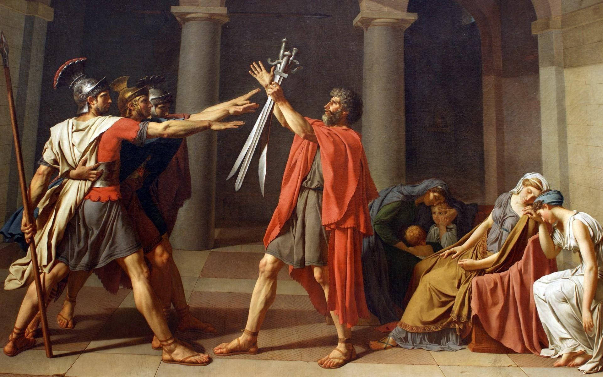 Oath of the Horatii, Jacques-Louis David painting, Horatii brothers, HD Desktop wallpaper
