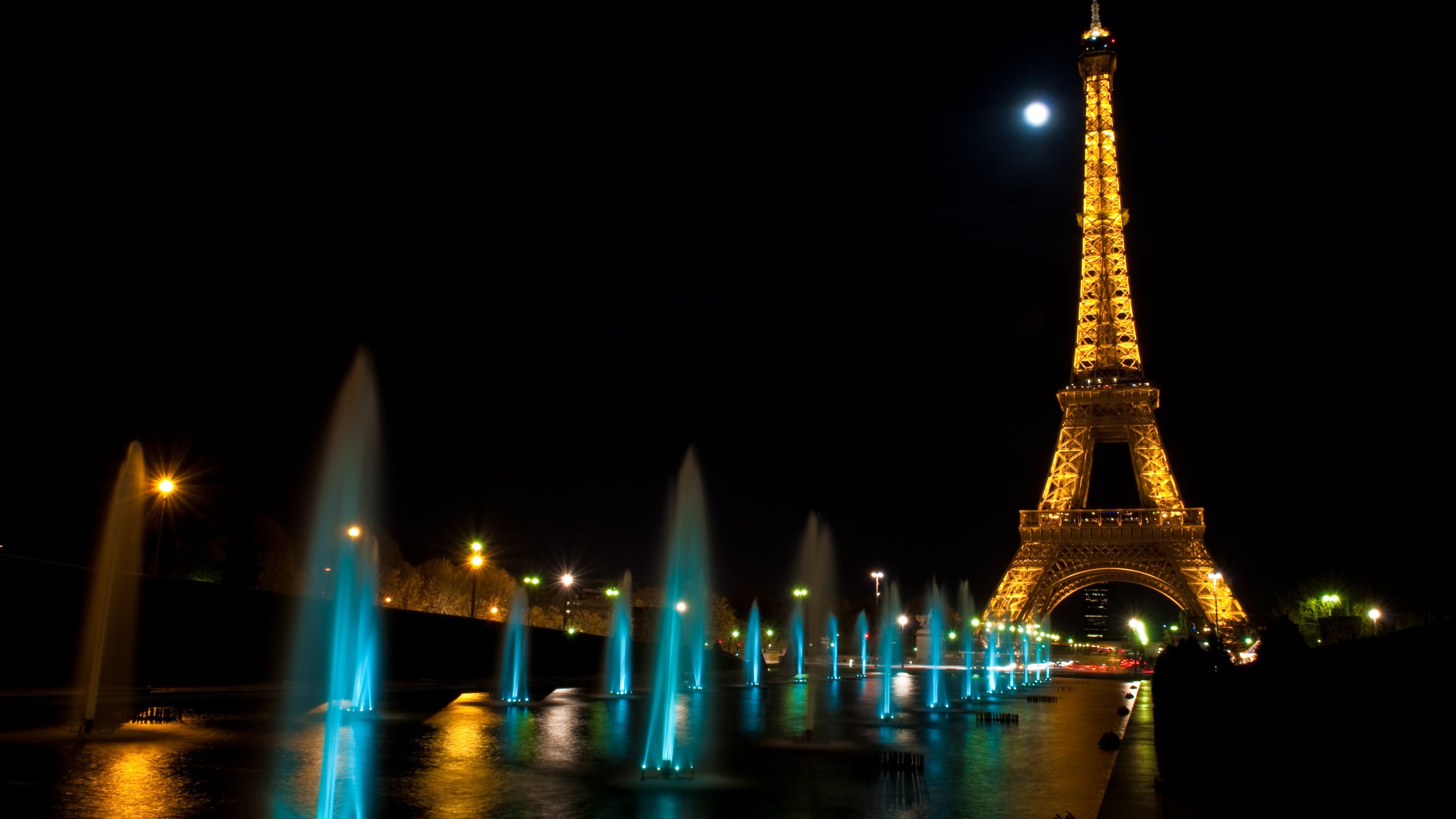 Paris at night, Eiffel Tower illuminated, City of lights, Captivating beauty, 3840x2160 4K Desktop