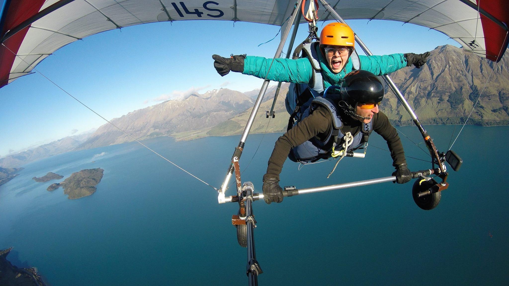 Aerotow hang gliding, Queenstown aerial views, Skytrek adventure, Unforgettable Queenstown experience, 2050x1160 HD Desktop