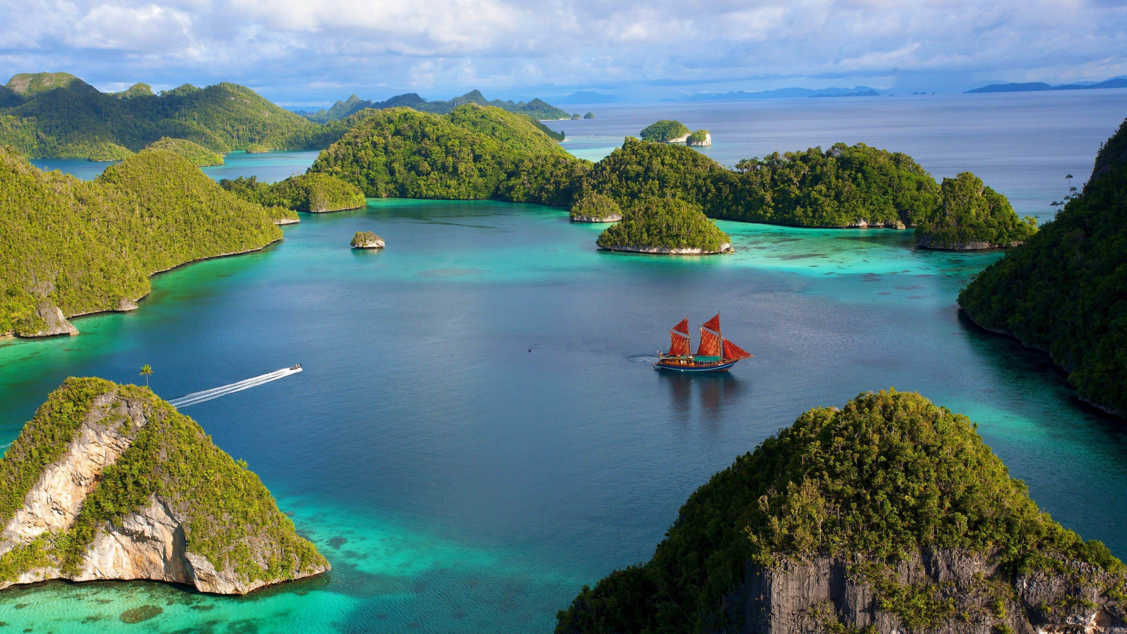 Pacific Ocean, Danau Toba 4K HD, Indonesia sailing ship rocks, 3840x2160 4K Desktop