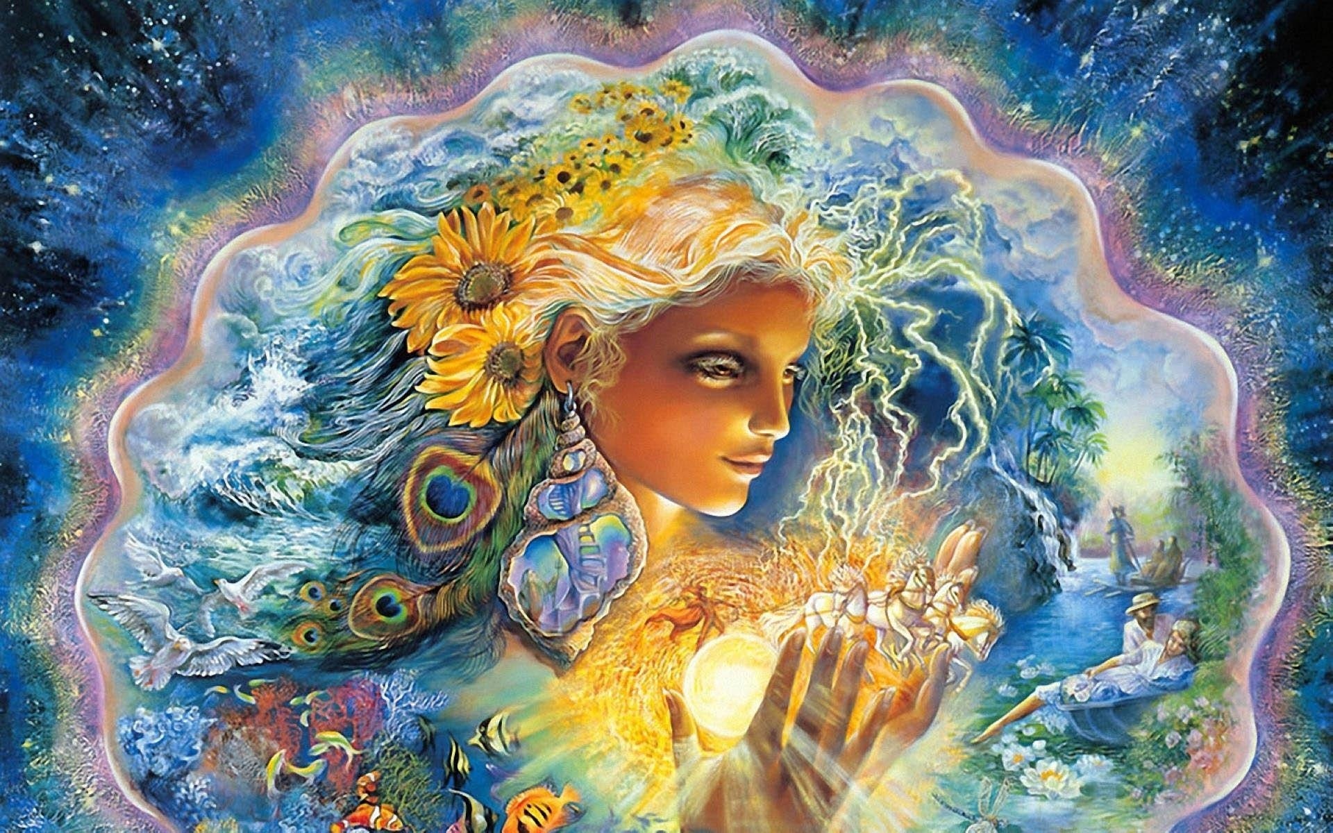 Josephine Wall, Sci-fi girl, Futuristic concept, Artistic imagination, 1920x1200 HD Desktop