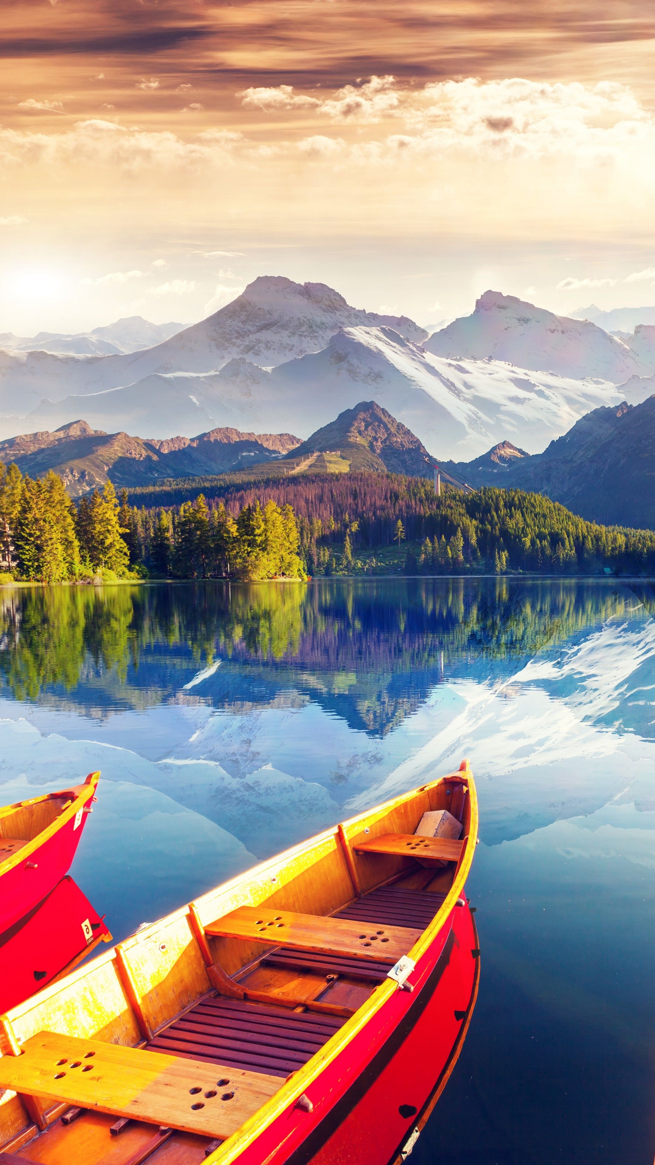 Pleasure Boat, Lake scenery, Tranquil waters, Serene sailing, 2160x3840 4K Phone