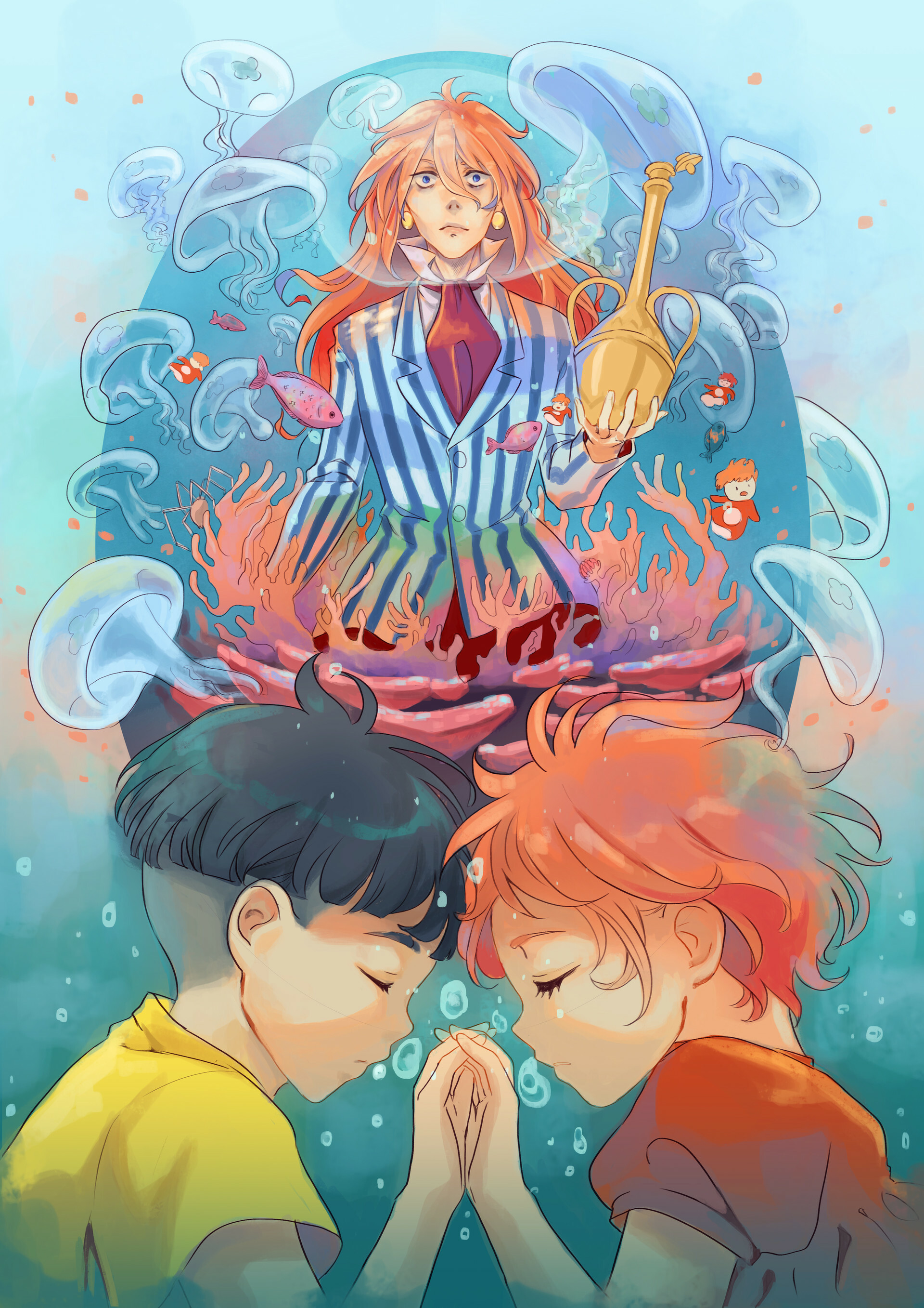 Ponyo, Pamela Arias, Artwork, Anime, 1920x2720 HD Phone