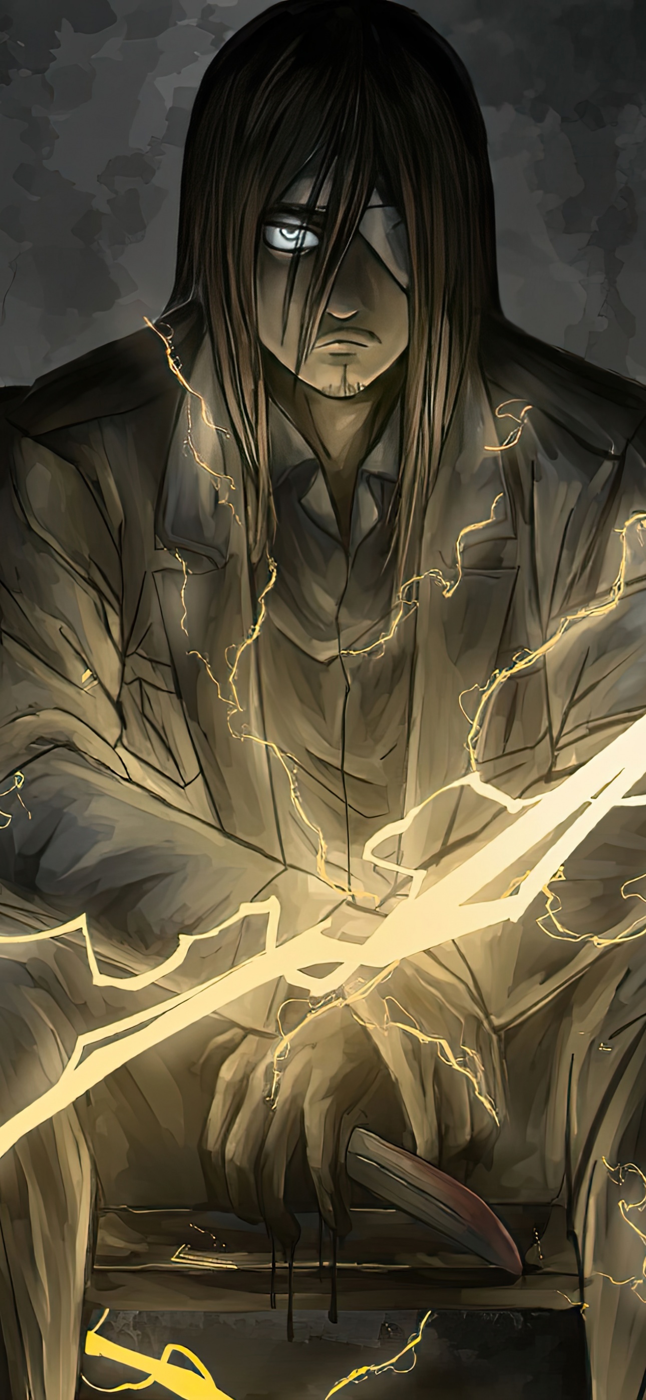 Eren Yeager Marley arc, Titan transformation lightning, bloodied knife, HD Phone wallpaper