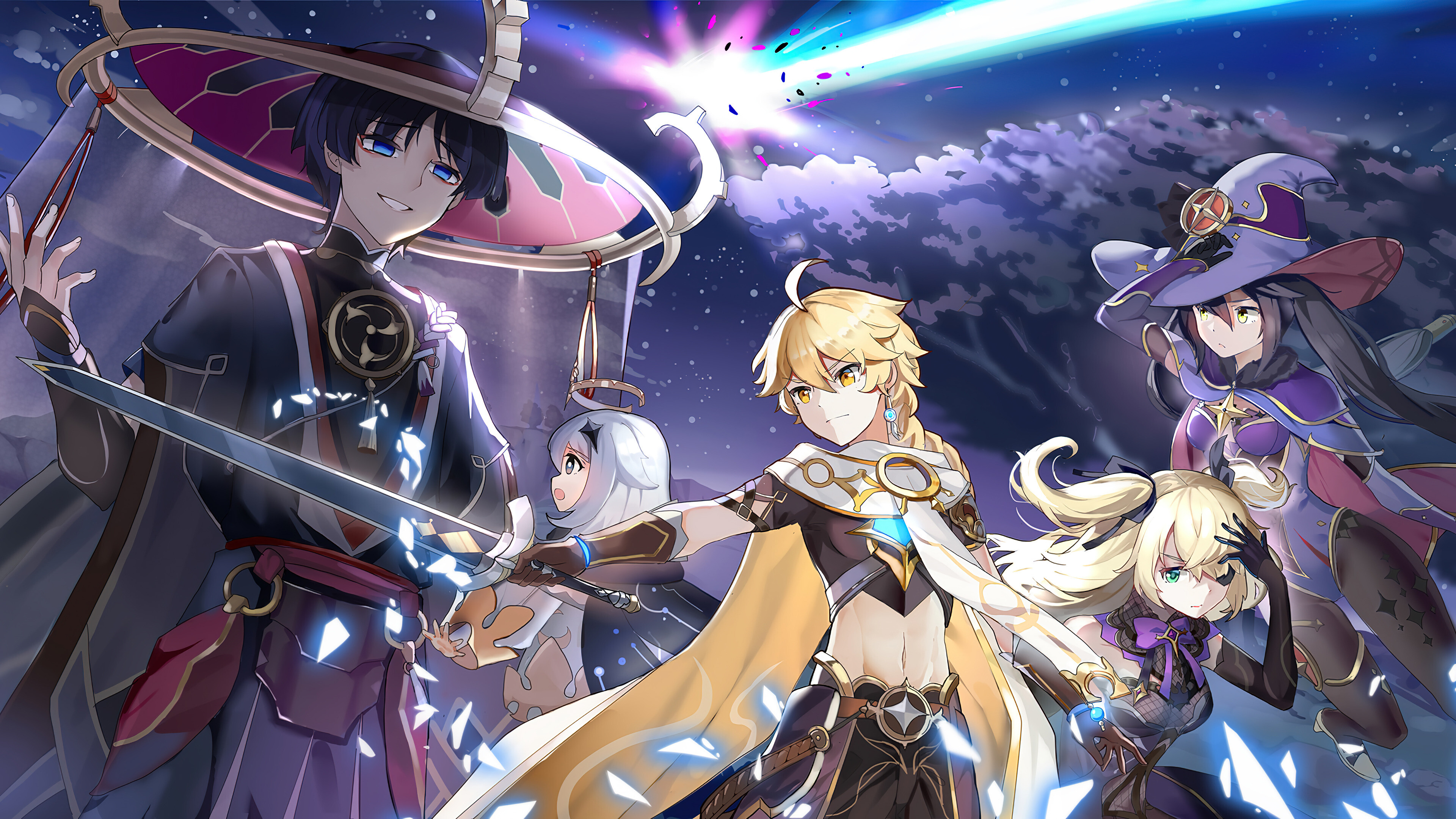 Genshin Impact, Ultra HD wallpaper, Character showcase, Anime elements, 3840x2160 4K Desktop