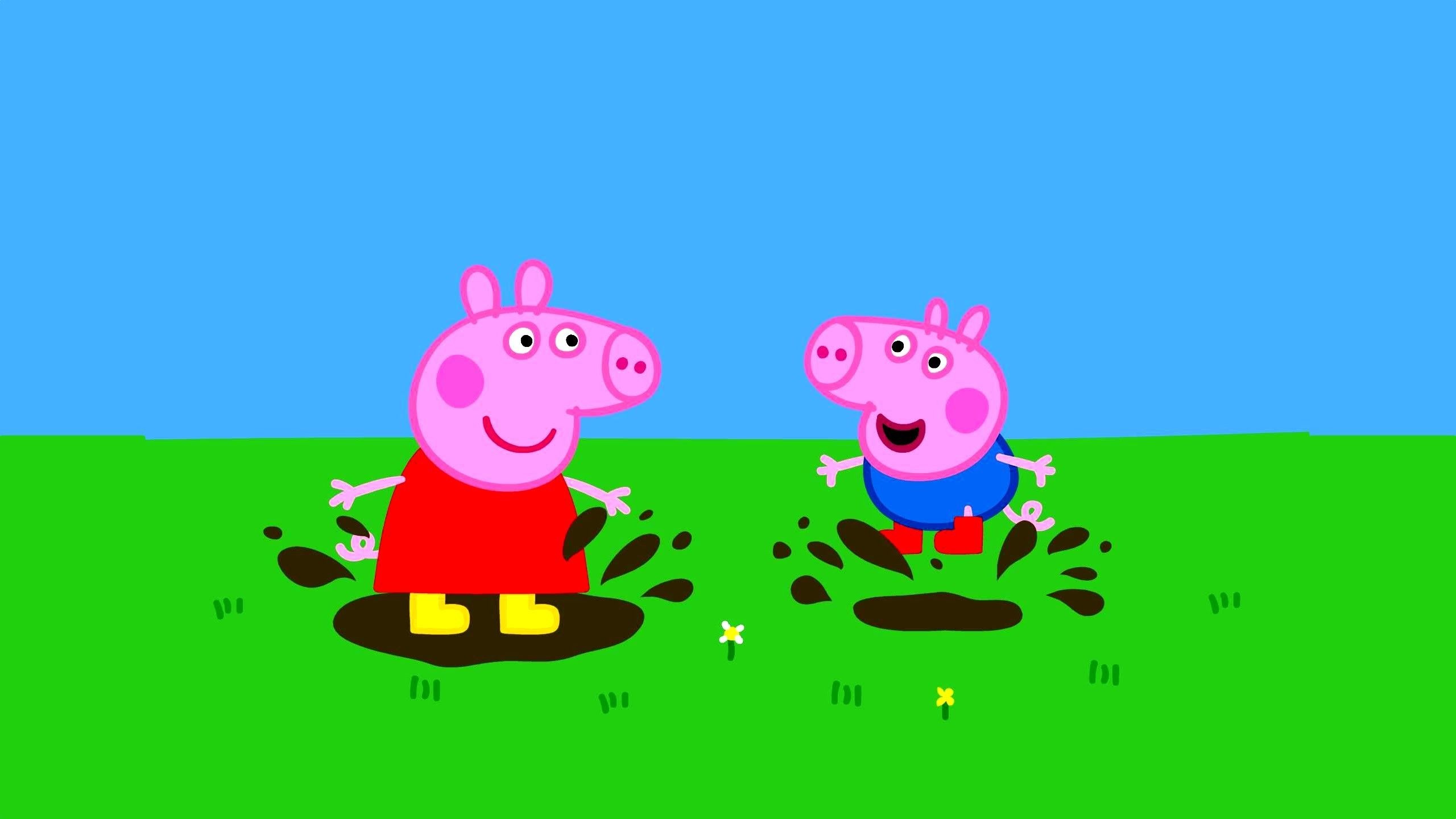 Peppa Pig, George Pig, Muddy puddle splash, HD Desktop wallpaper