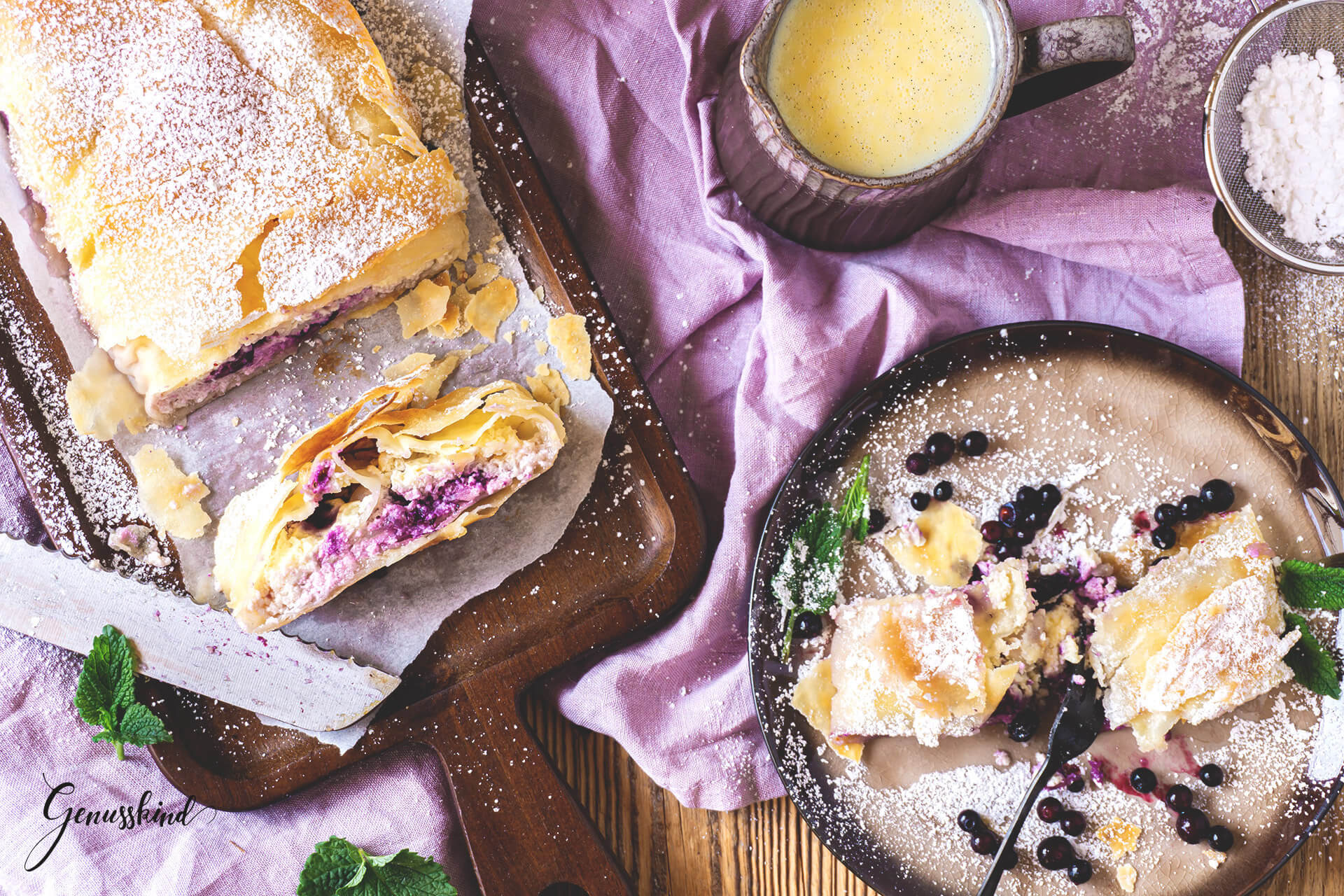 Strudel Food, Topfen Heidelbeer Strudel, Genusskind, 1920x1280 HD Desktop