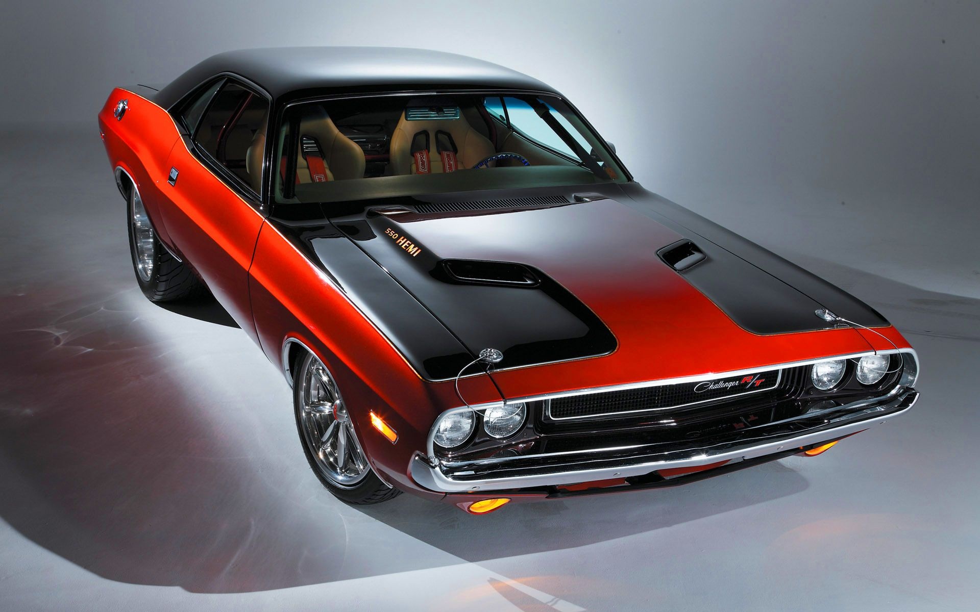 1970 Dodge Challenger R/T, 550 HEMI, two-tone red black paint, HD Desktop wallpaper