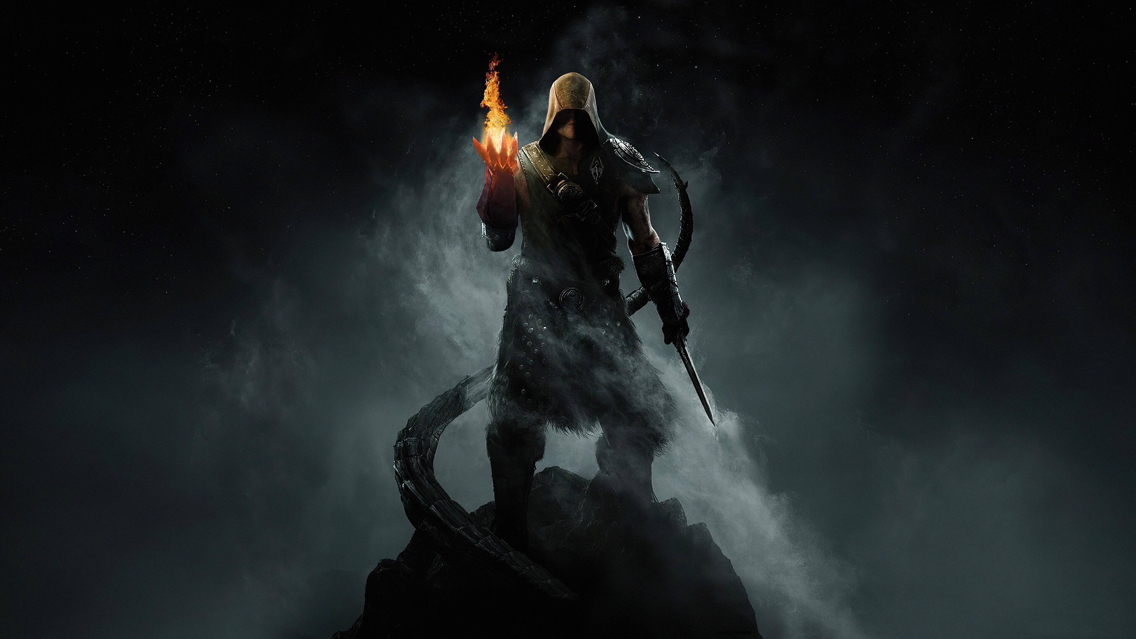 Skyrim warrior dark, 2020 art, Widescreen wallpaper, 3840x2160 4K Desktop