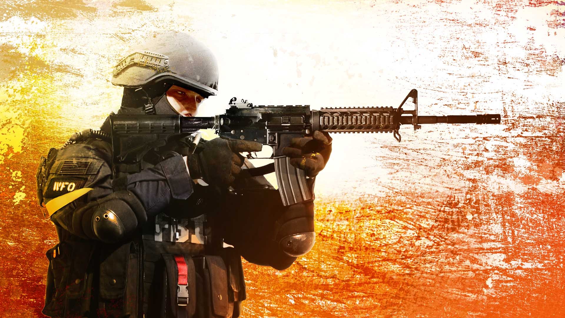 CS:GO FBI Counter-Terrorist, M4A4 assault rifle, FBI tactical vest, Full HD Desktop wallpaper